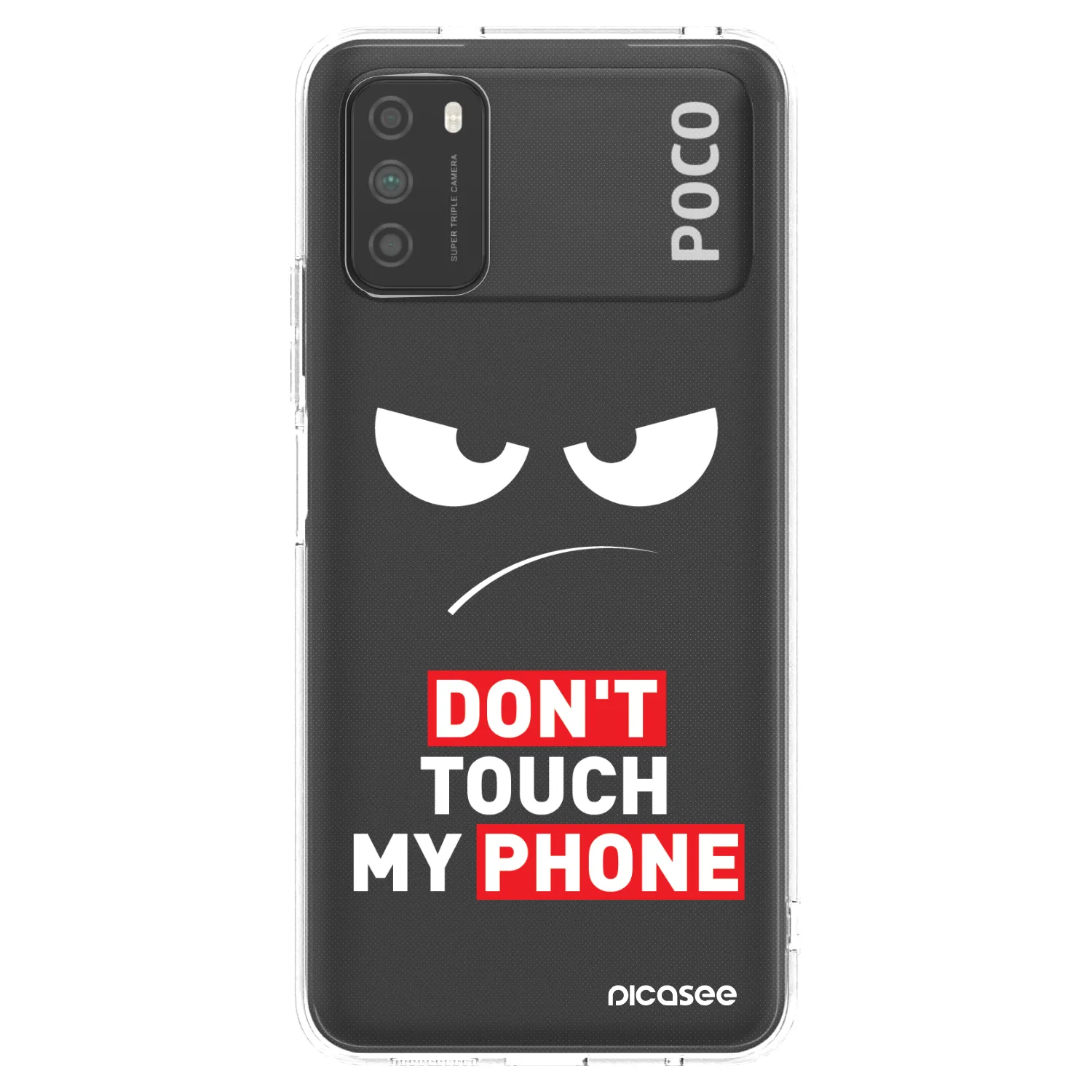 Silikónový prehľadný obal pre Xiaomi Poco M3 - Angry Eyes - Transparent