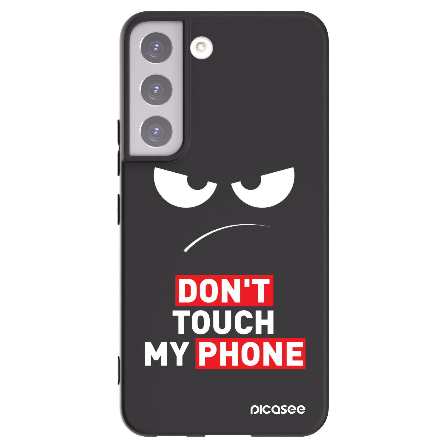 Silikónový čierny obal pre Samsung Galaxy S22 5G - Angry Eyes - Transparent