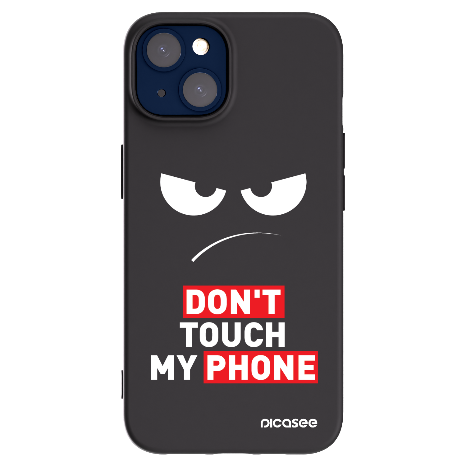 Silikónový čierny obal pre Apple iPhone 14 - Angry Eyes - Transparent