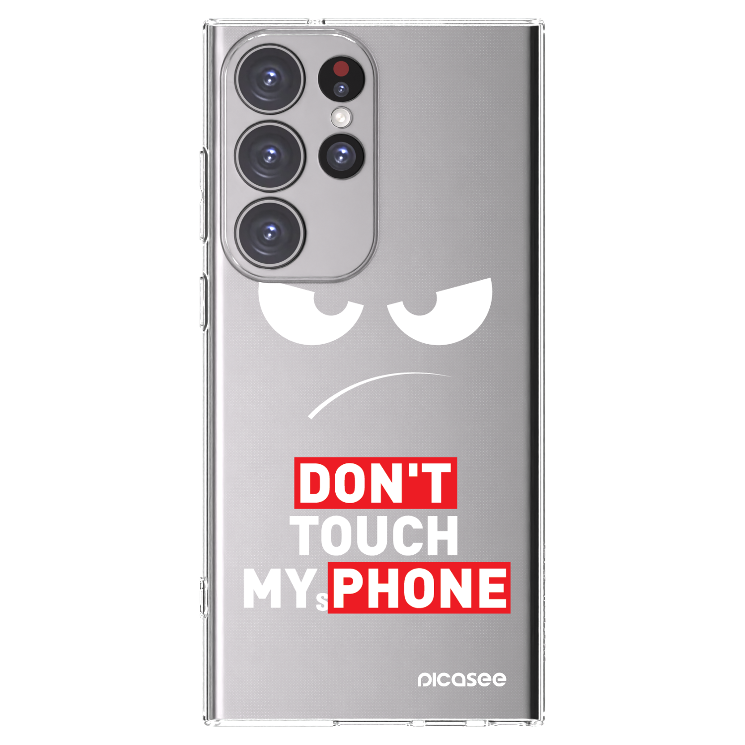 Picasee silikónový prehľadný obal pre Samsung Galaxy S23 Ultra 5G - Angry Eyes - Transparent