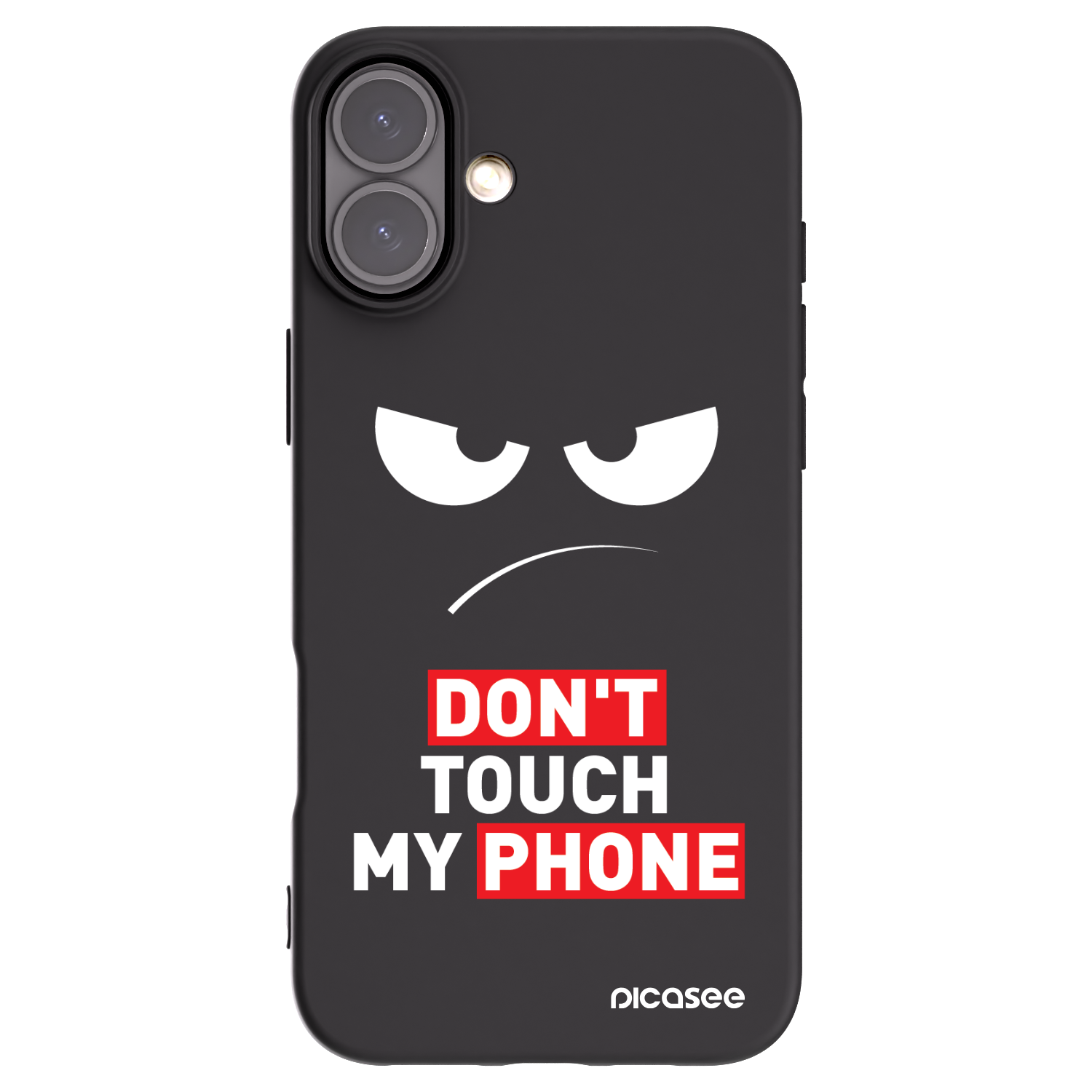 Silikónový čierny obal pre Apple iPhone 16 Plus - Angry Eyes - Transparent