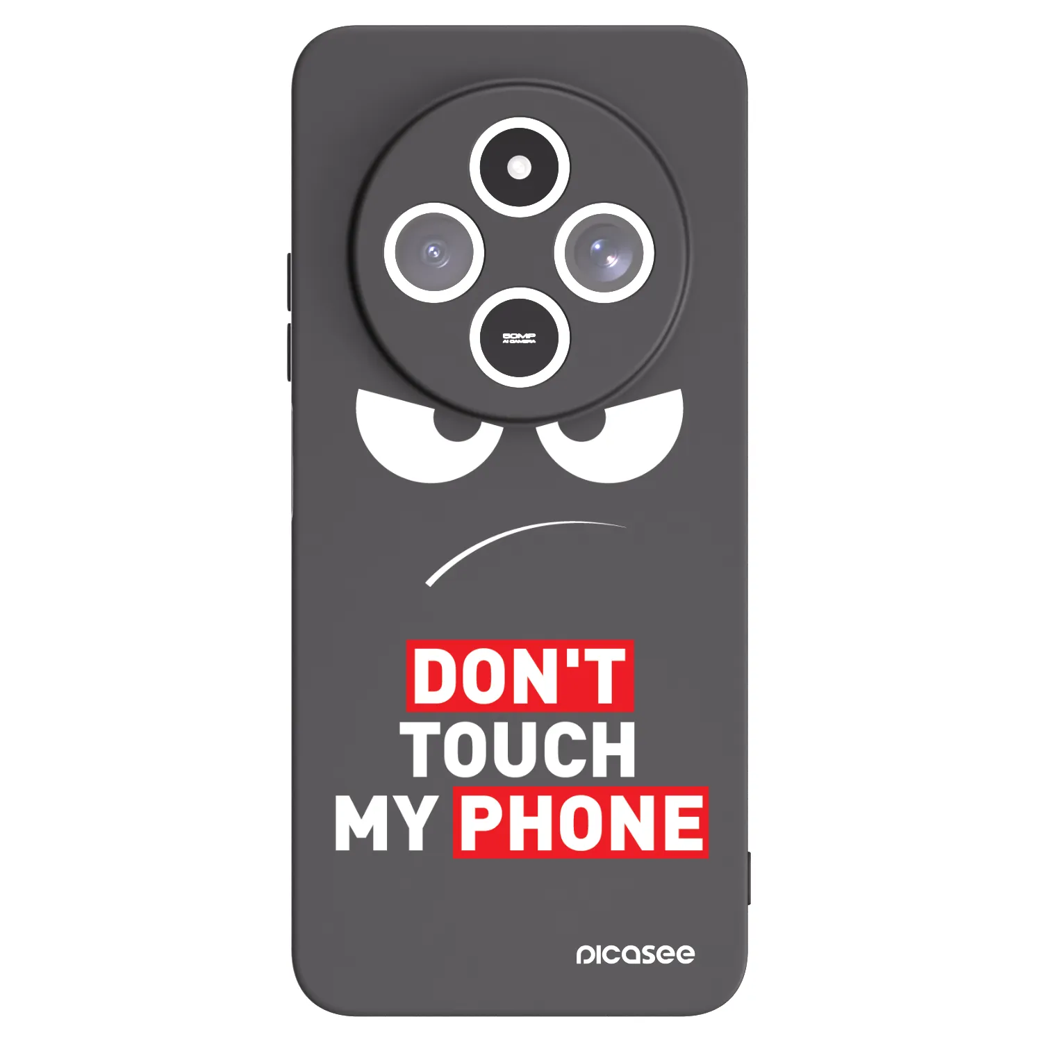 Silikónový čierny obal pre Xiaomi Redmi 14C - Angry Eyes - Transparent