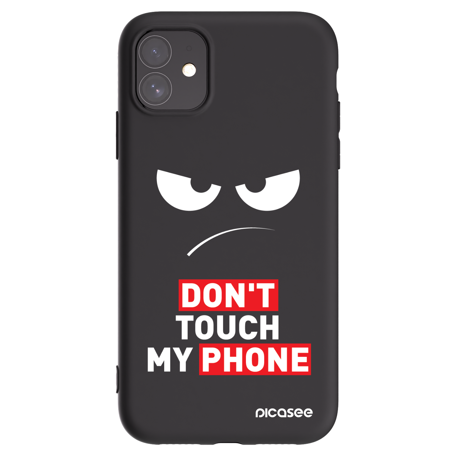 Silikónový čierny obal pre Apple iPhone 11 - Angry Eyes - Transparent