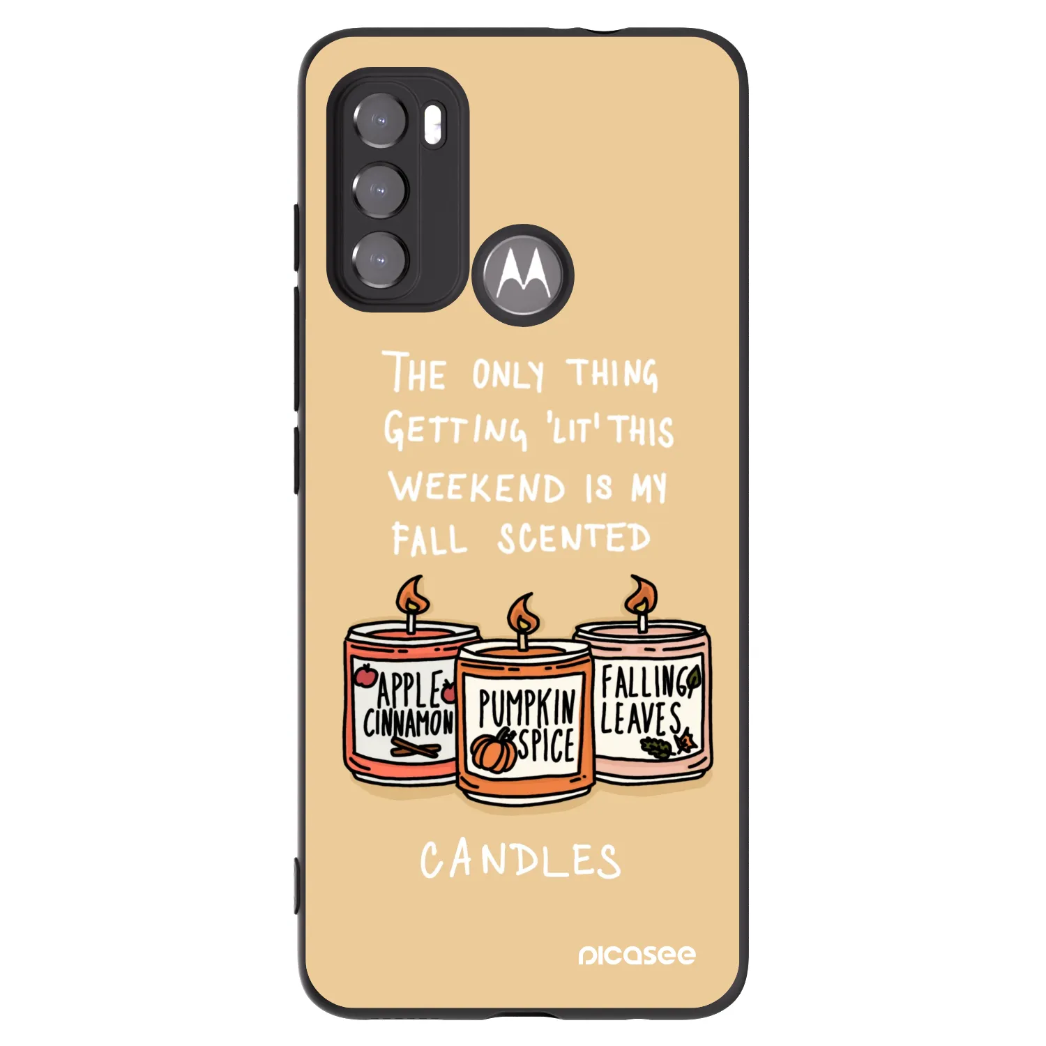 Picasee silikónový čierny obal pre Motorola Moto G60 - Candles