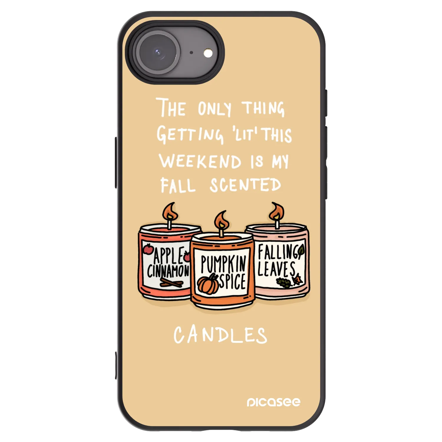 Picasee silikónový čierny obal pre Apple iPhone 17e - Candles