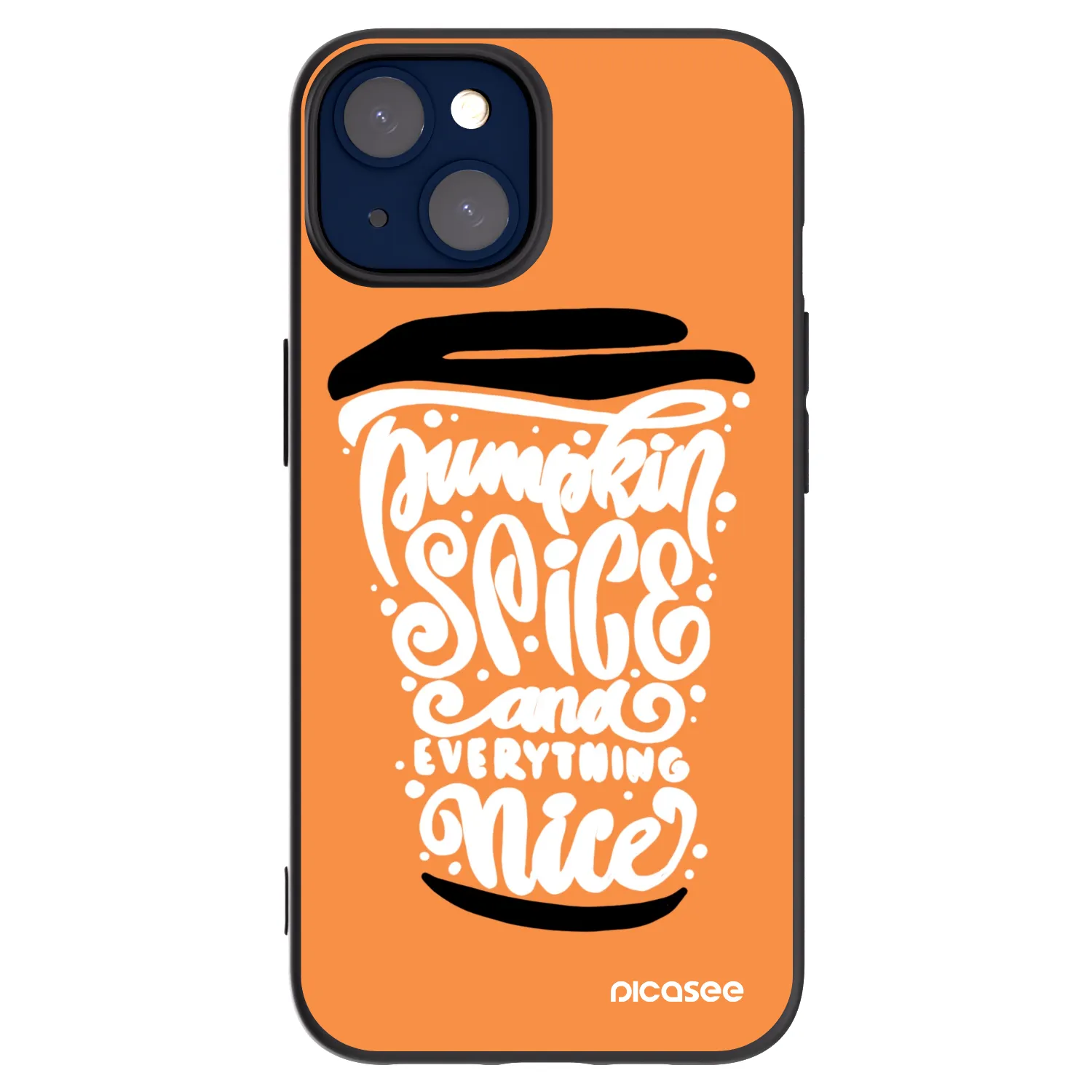Picasee silikónový čierny obal pre Apple iPhone 14 - Pumpkin coffee