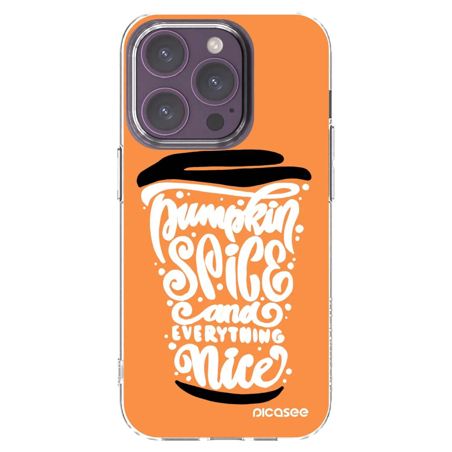 Picasee silikónový prehľadný obal pre Apple iPhone 14 Pro - Pumpkin coffee