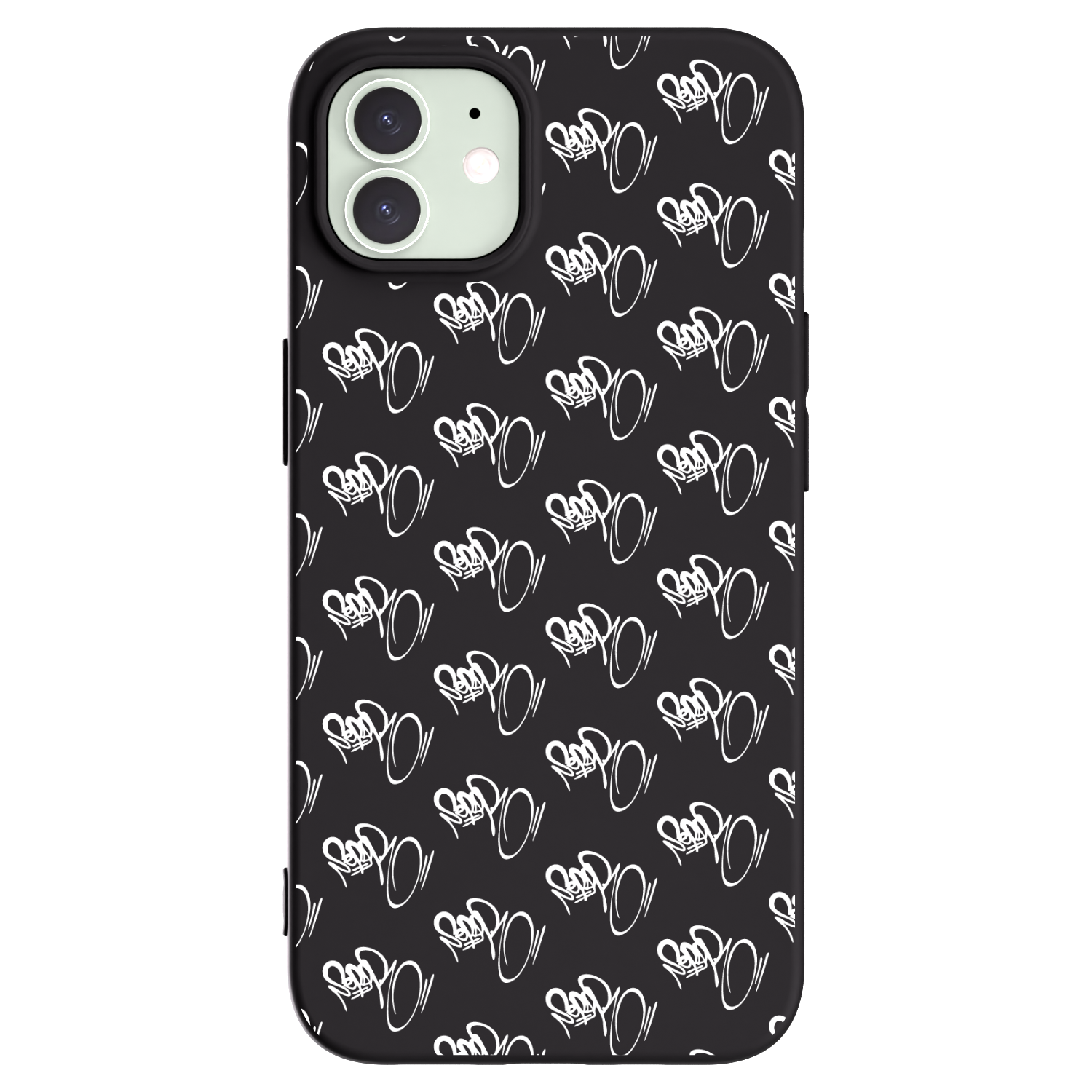 Silikónový čierny obal pre Apple iPhone 12 - Separ - White On Black