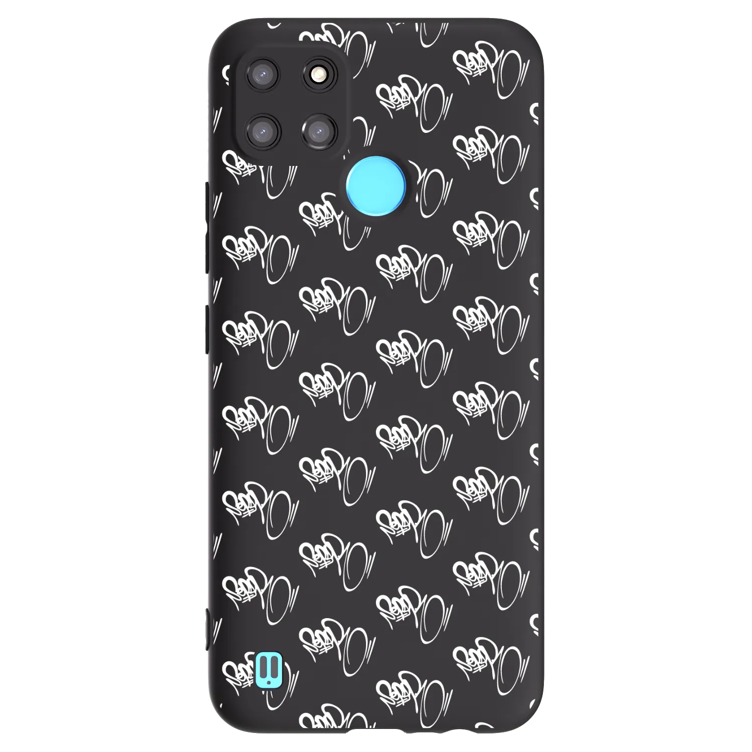 Picasee silikónový čierny obal pre Realme C21Y - Separ - White On Black