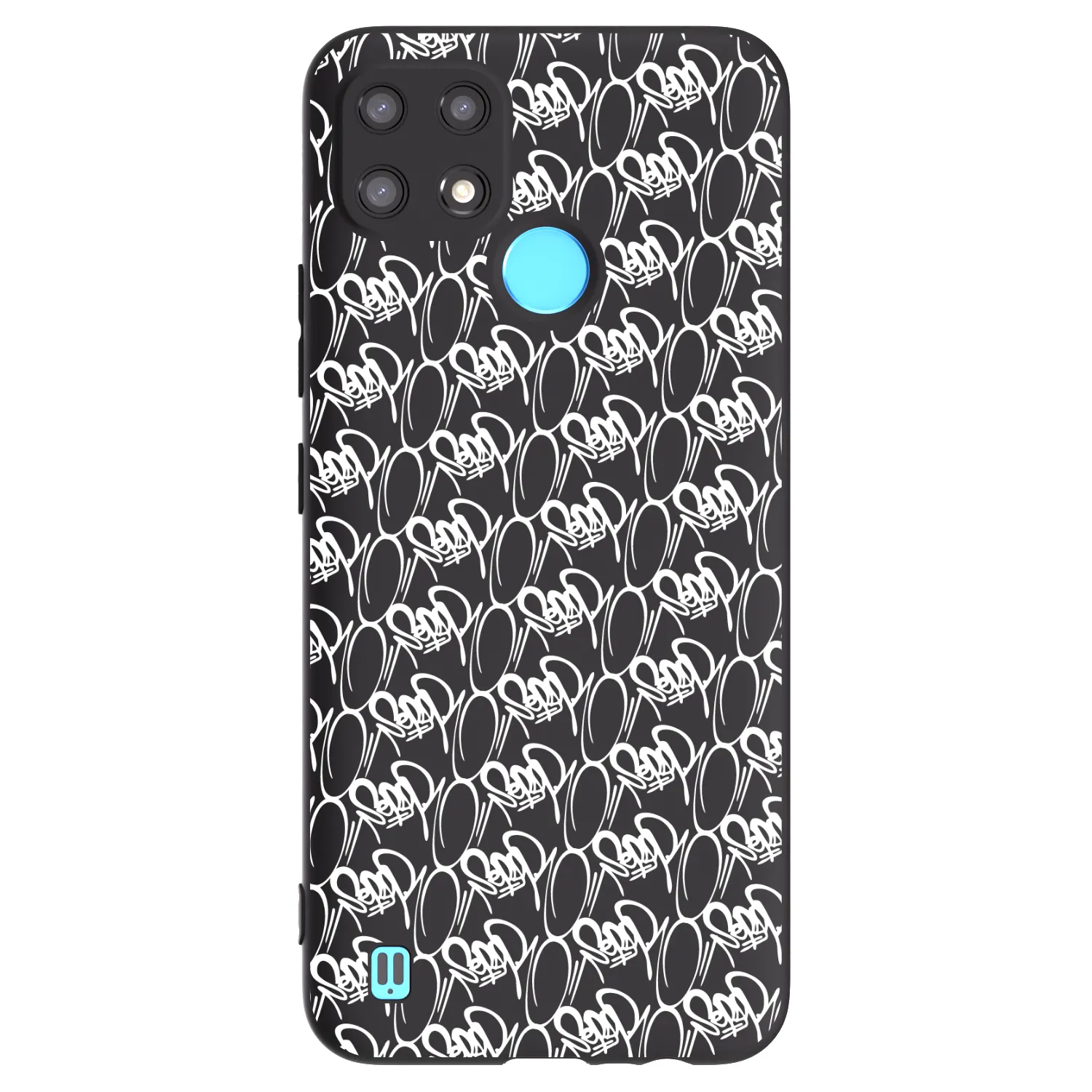 Picasee silikónový čierny obal pre Realme C21 - Separ - White On Black 2