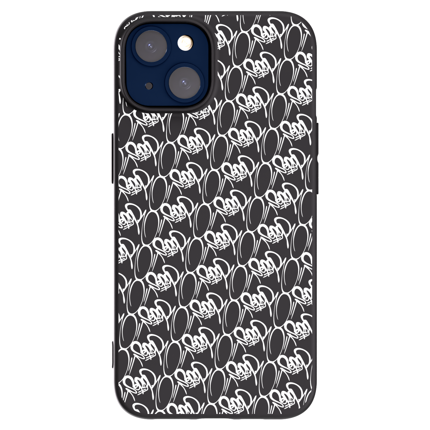 Silikónový čierny obal pre Apple iPhone 14 - Separ - White On Black 2