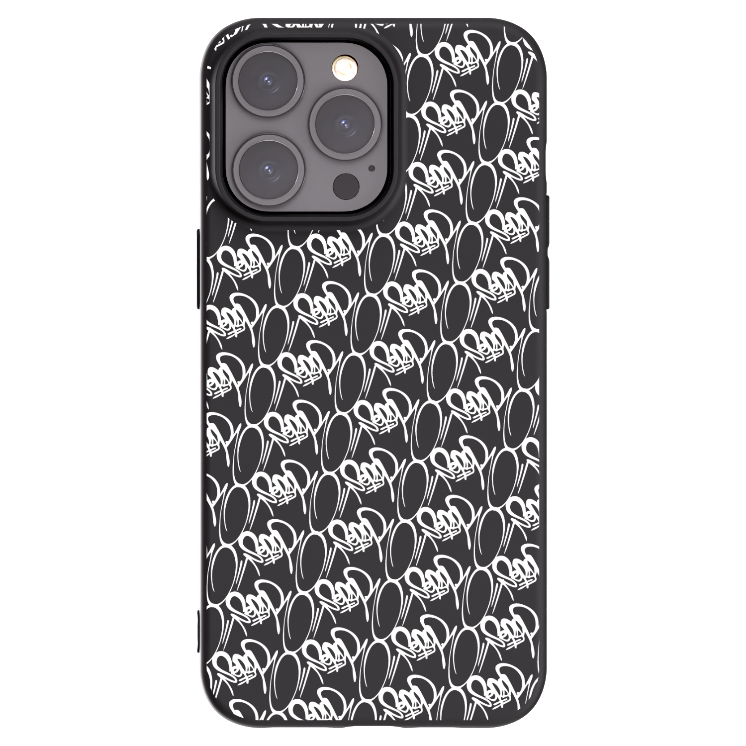 Silikónový čierny obal pre Apple iPhone 15 Pro Max - Separ - White On Black 2