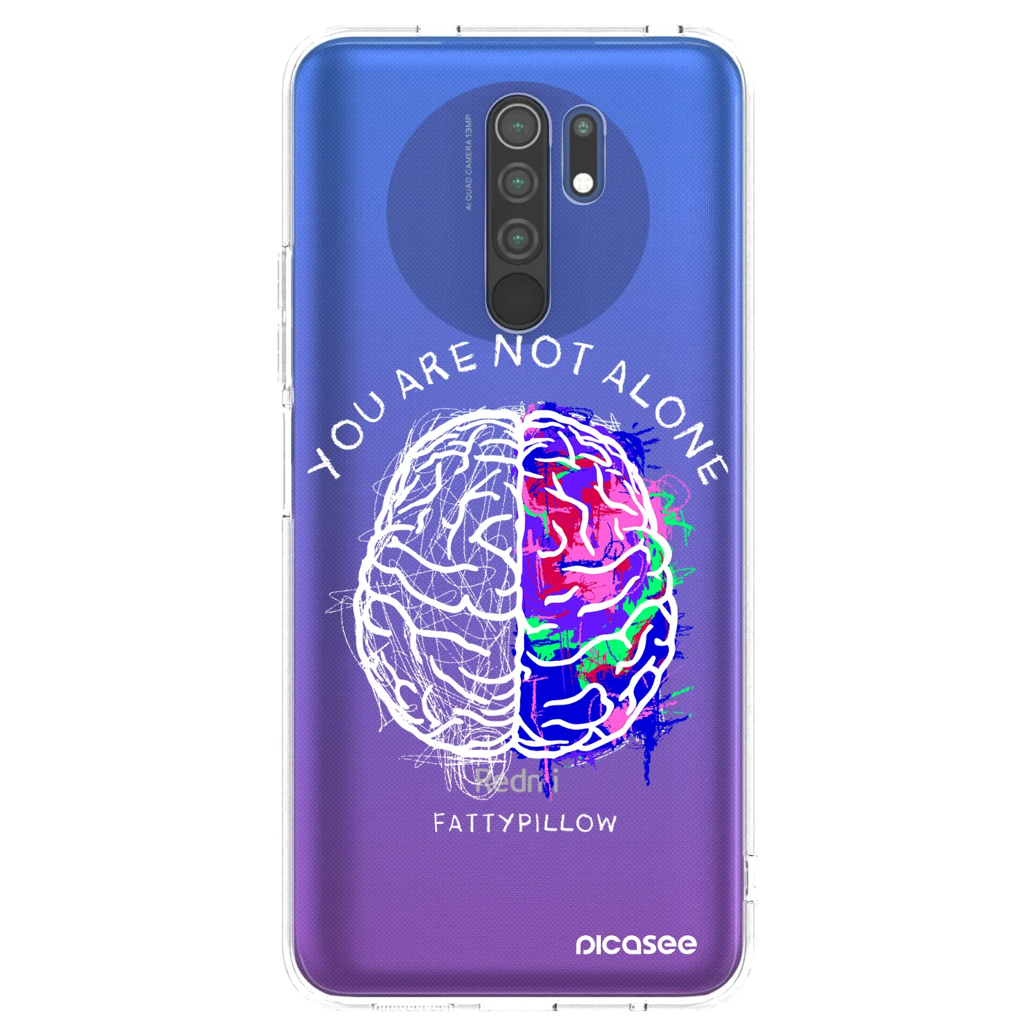 Silikónový prehľadný obal pre Xiaomi Redmi 9 - Brain - White