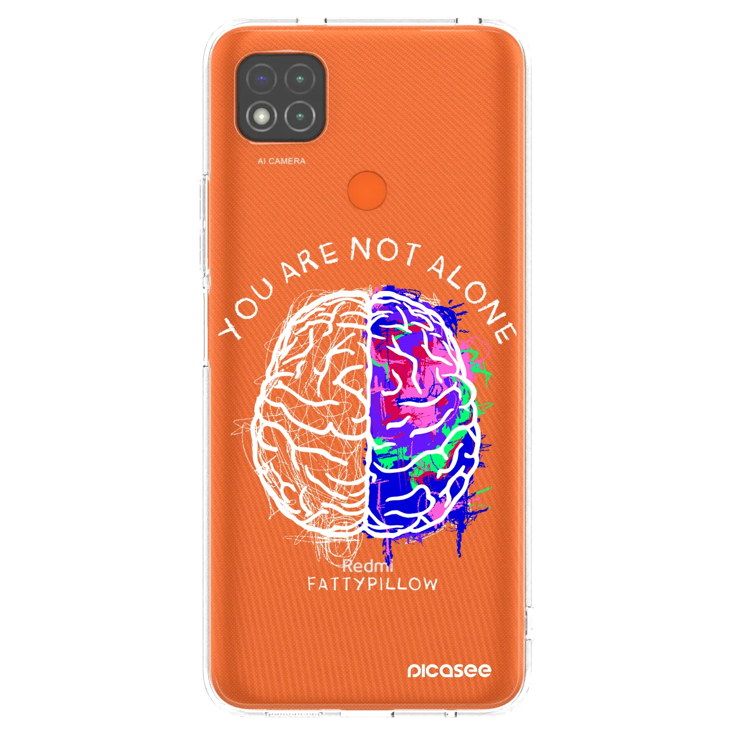 Silikónový prehľadný obal pre Xiaomi Redmi 9C - Brain - White