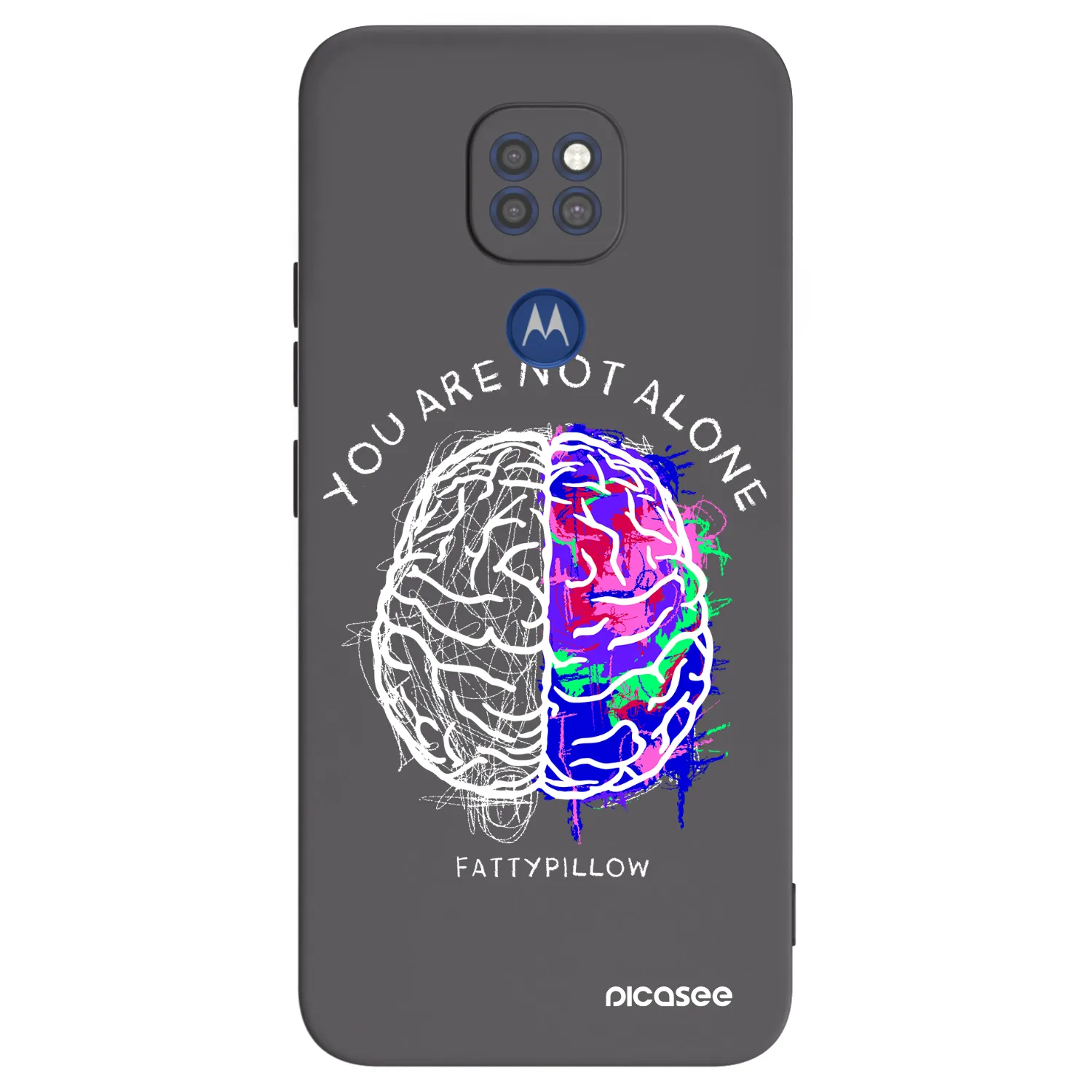 Picasee silikónový čierny obal pre Motorola Moto G9 Play - Brain - White