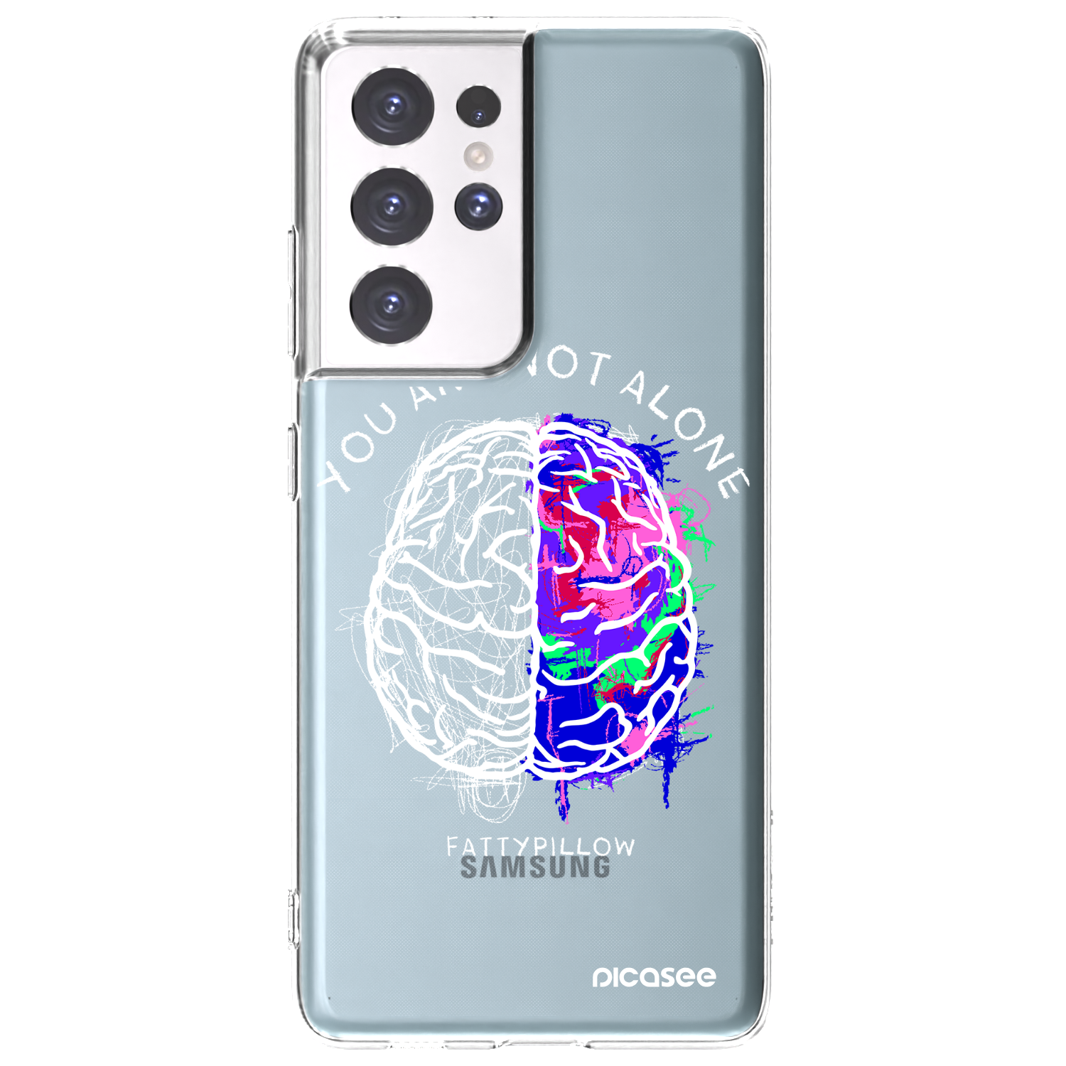 Picasee silikónový prehľadný obal pre Samsung Galaxy S21 Ultra 5G G998B - Brain - White