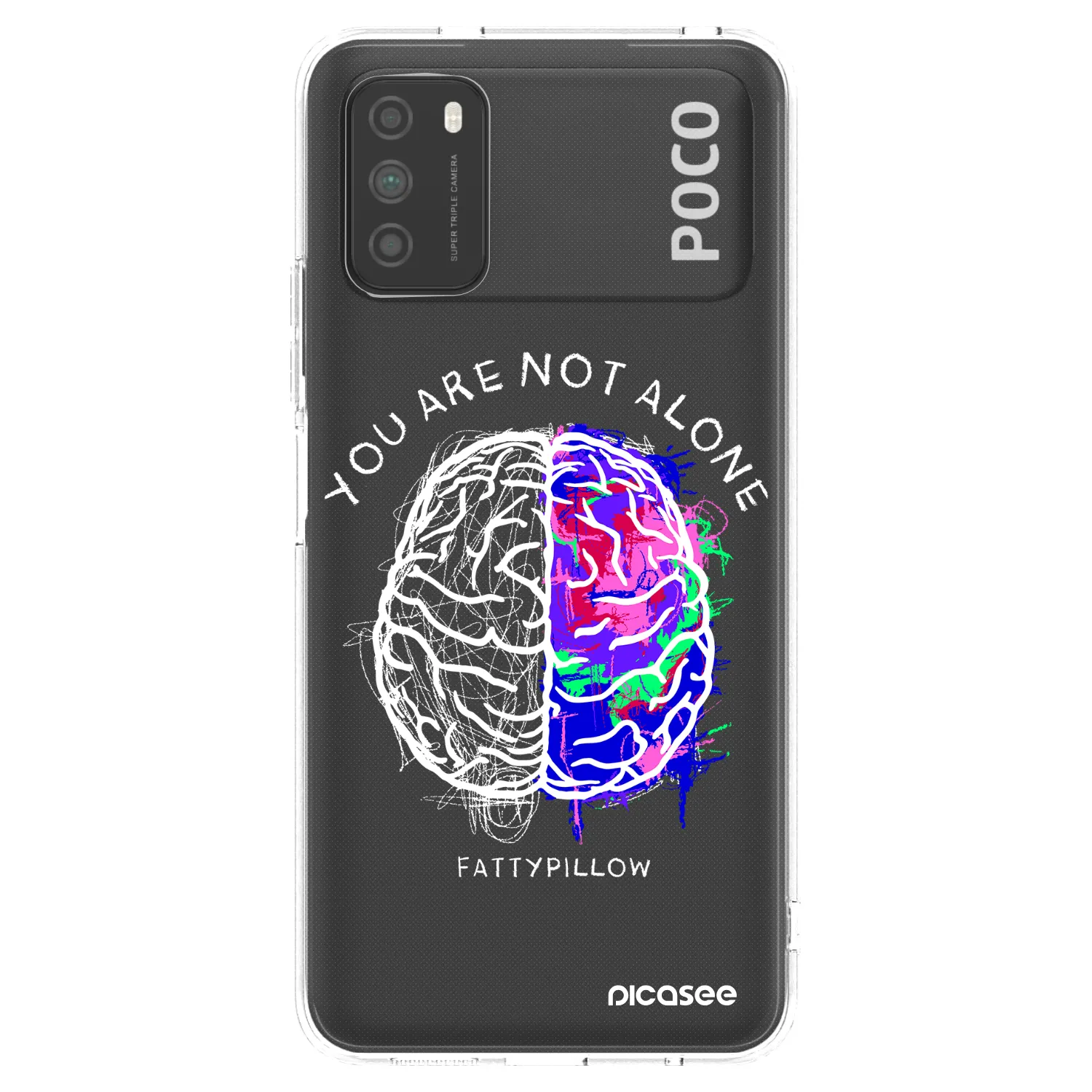 Silikónový prehľadný obal pre Xiaomi Poco M3 - Brain - White