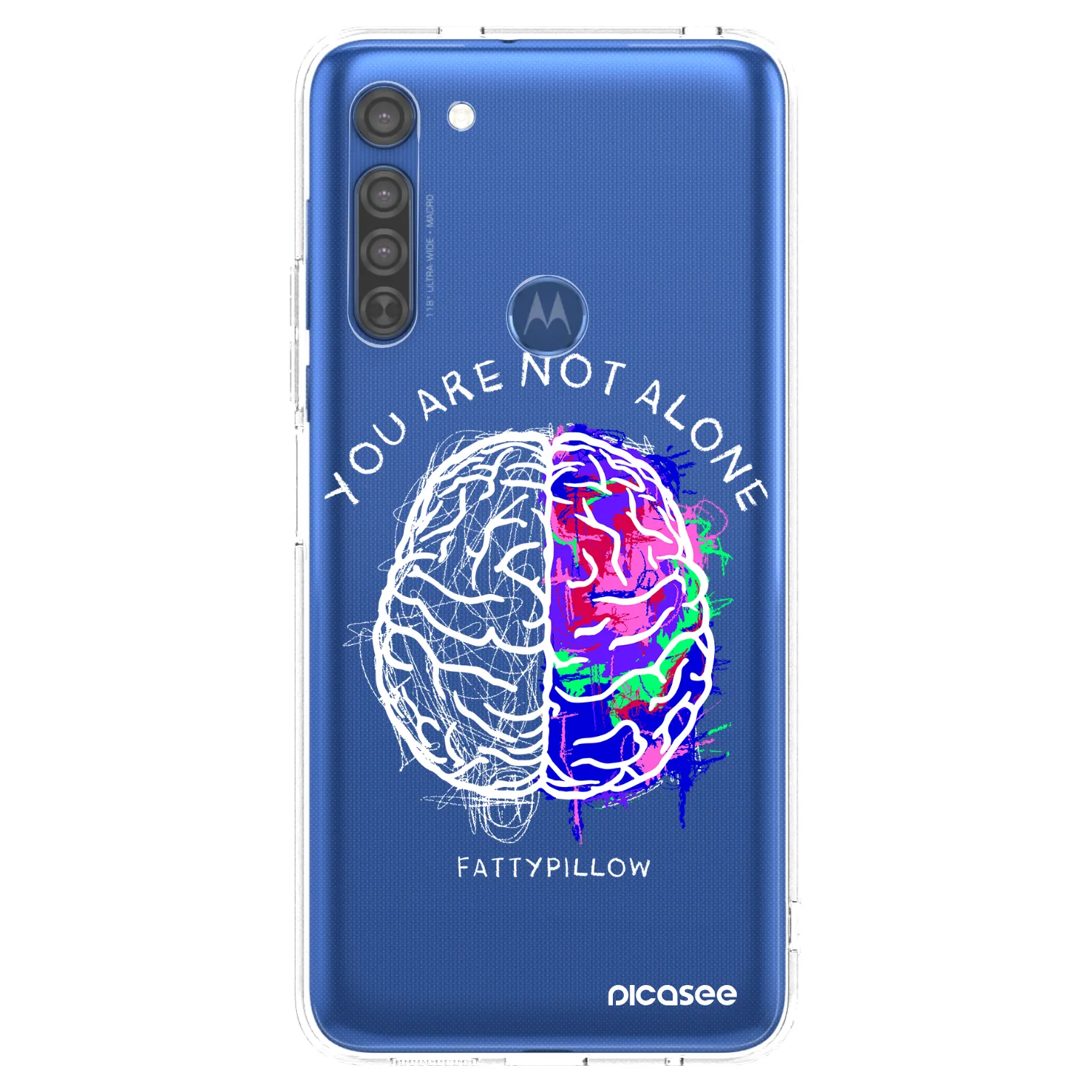 Picasee silikónový prehľadný obal pre Motorola Moto G8 - Brain - White