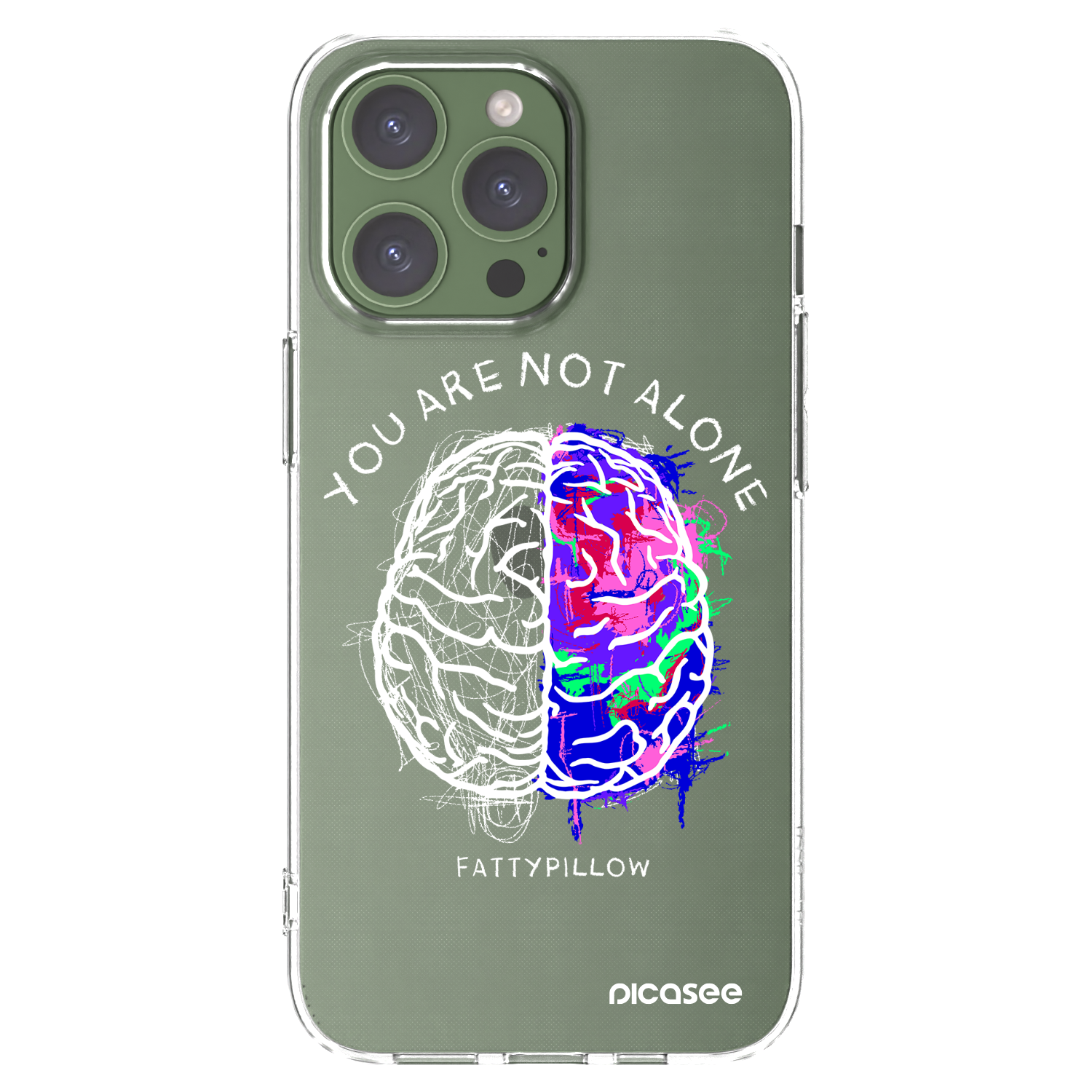 Picasee silikónový prehľadný obal pre Apple iPhone 13 Pro - Brain - White