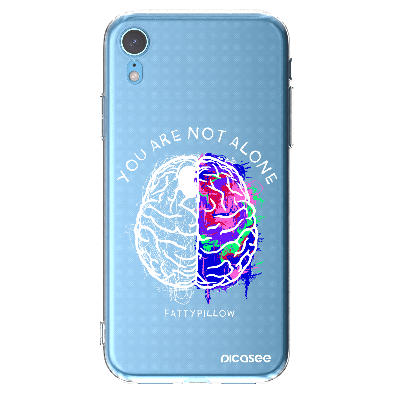 Picasee silikónový prehľadný obal pre Apple iPhone XR - Brain - White