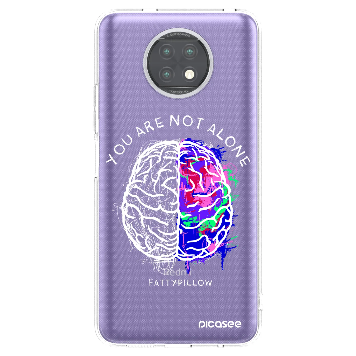 Silikónový prehľadný obal pre Xiaomi Redmi Note 9T - Brain - White