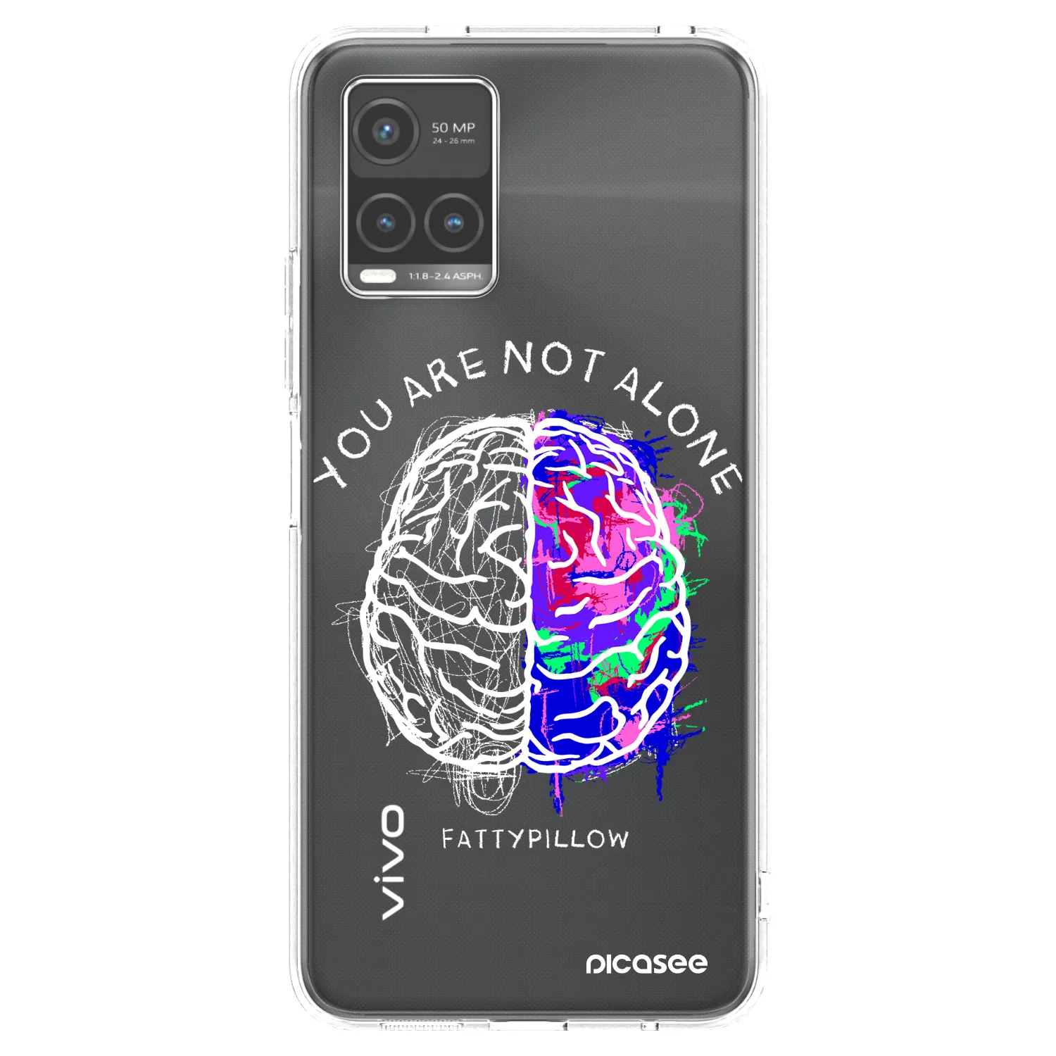 Picasee silikónový prehľadný obal pre Vivo Y33s - Brain - White