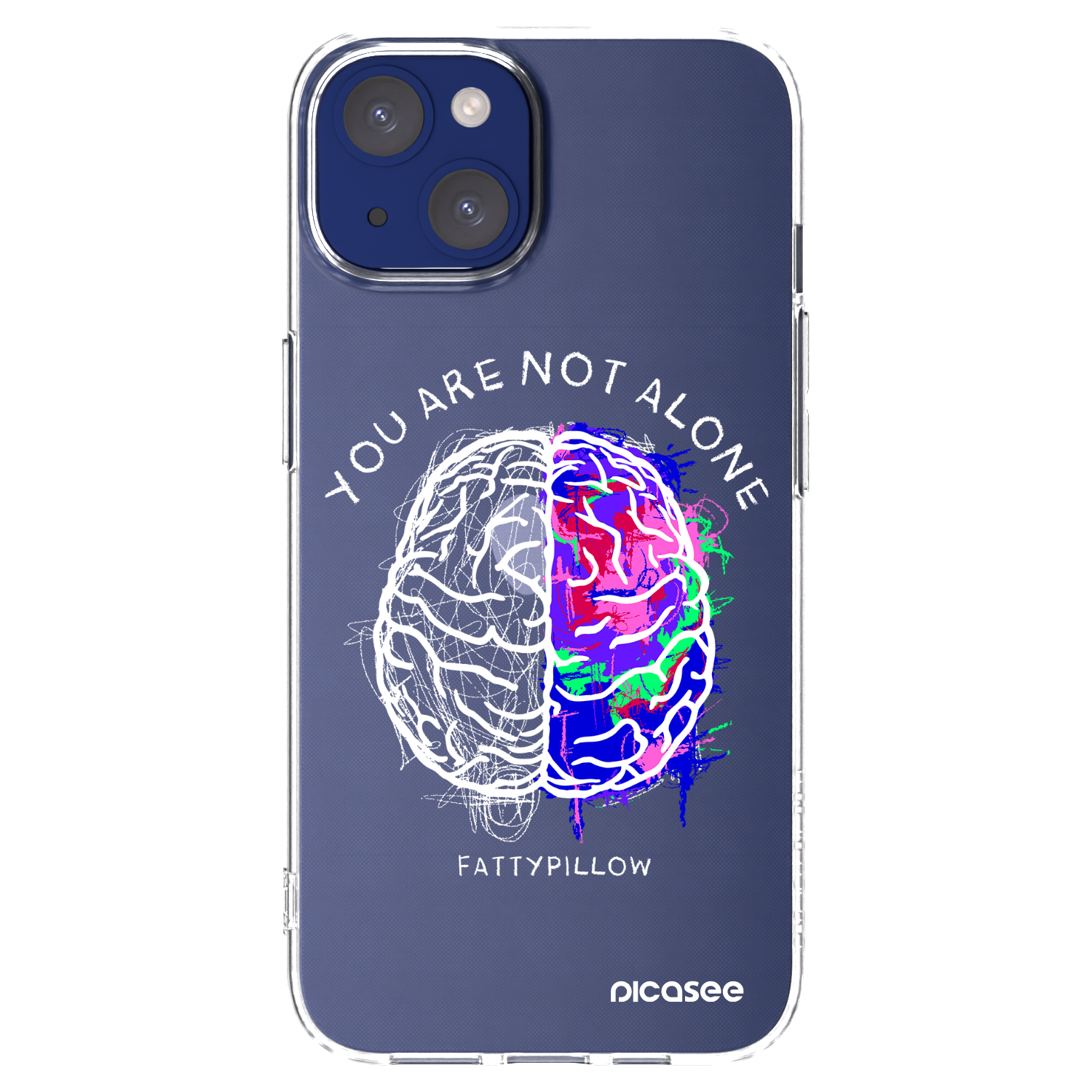 Silikónový prehľadný obal pre Apple iPhone 14 - Brain - White