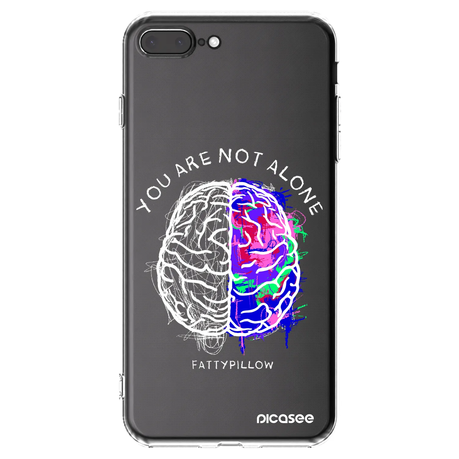 Picasee silikónový prehľadný obal pre Apple iPhone 8 Plus - Brain - White