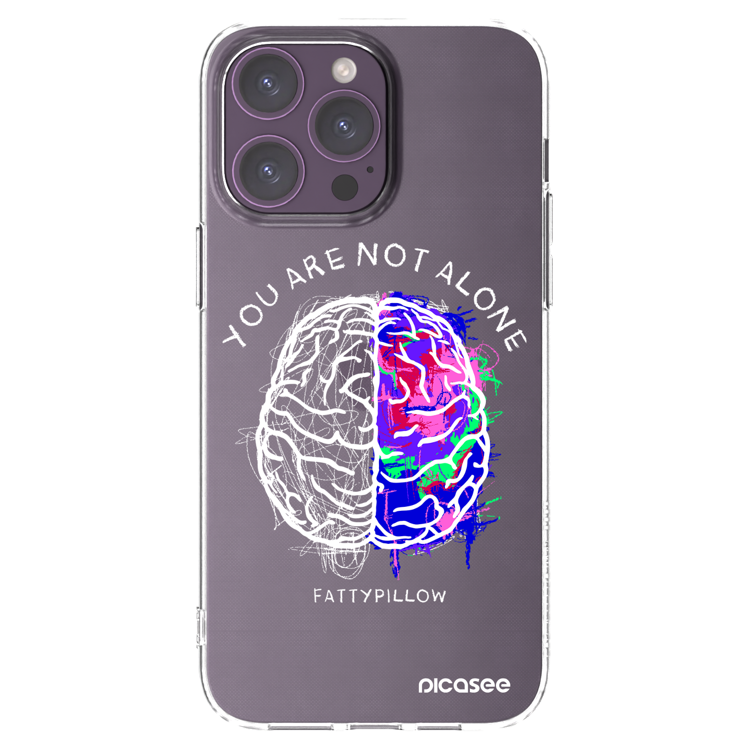 Picasee silikónový prehľadný obal pre Apple iPhone 14 Pro Max - Brain - White