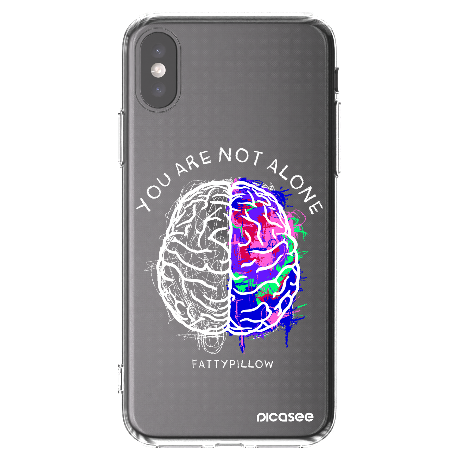 Picasee silikónový prehľadný obal pre Apple iPhone X/XS - Brain - White