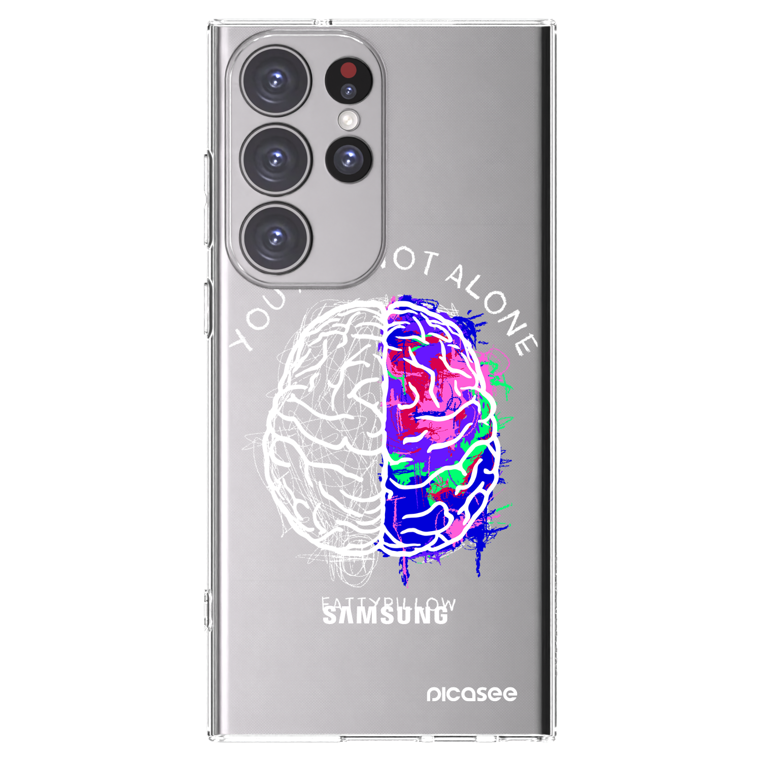 Picasee silikónový prehľadný obal pre Samsung Galaxy S23 Ultra 5G - Brain - White