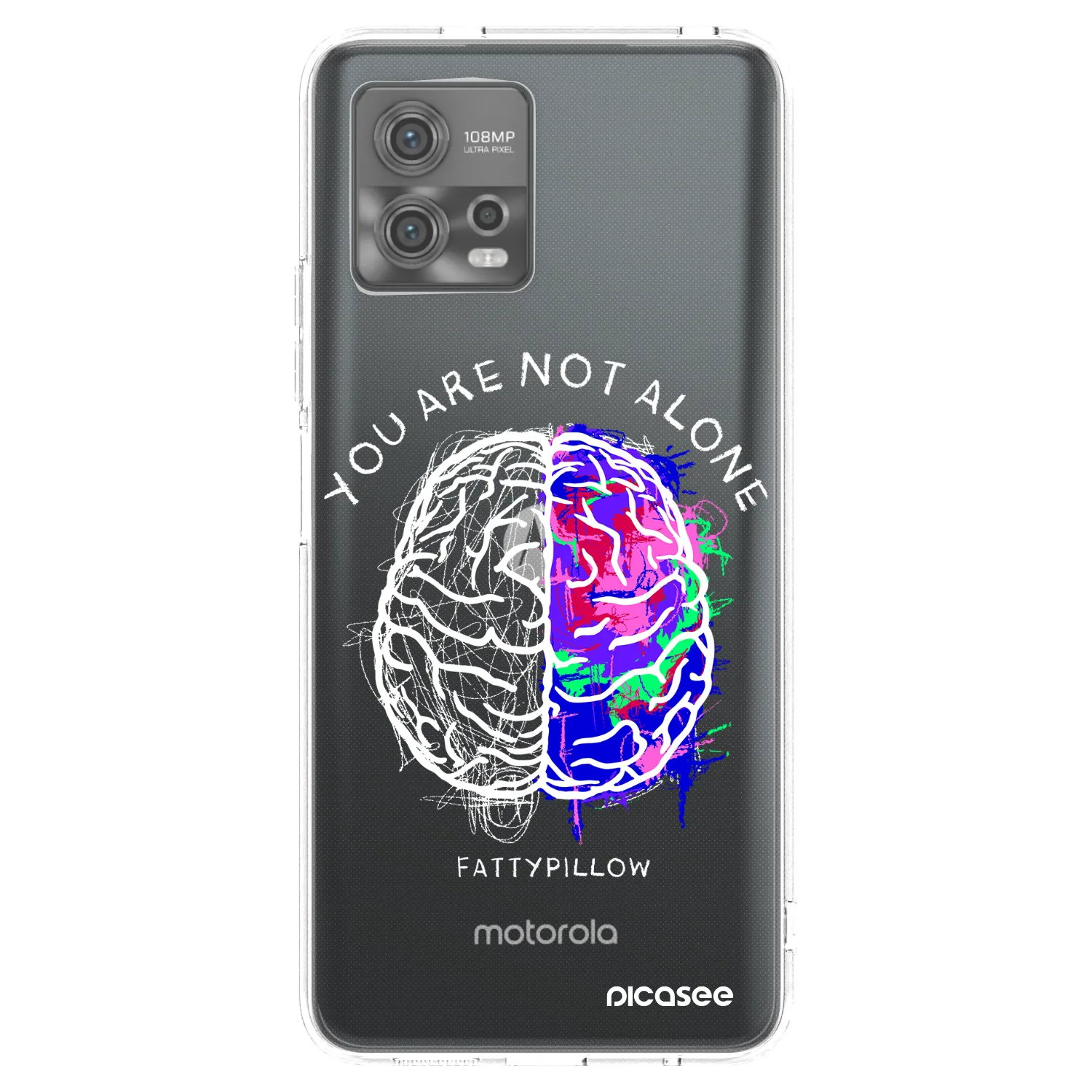 Picasee silikónový prehľadný obal pre Motorola Moto G72 - Brain - White