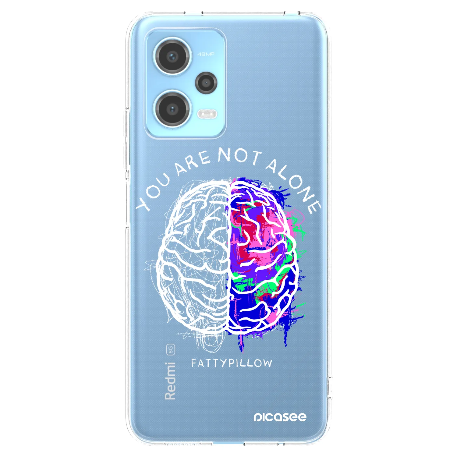 Picasee silikónový prehľadný obal pre Xiaomi Redmi Note 12 5G - Brain - White