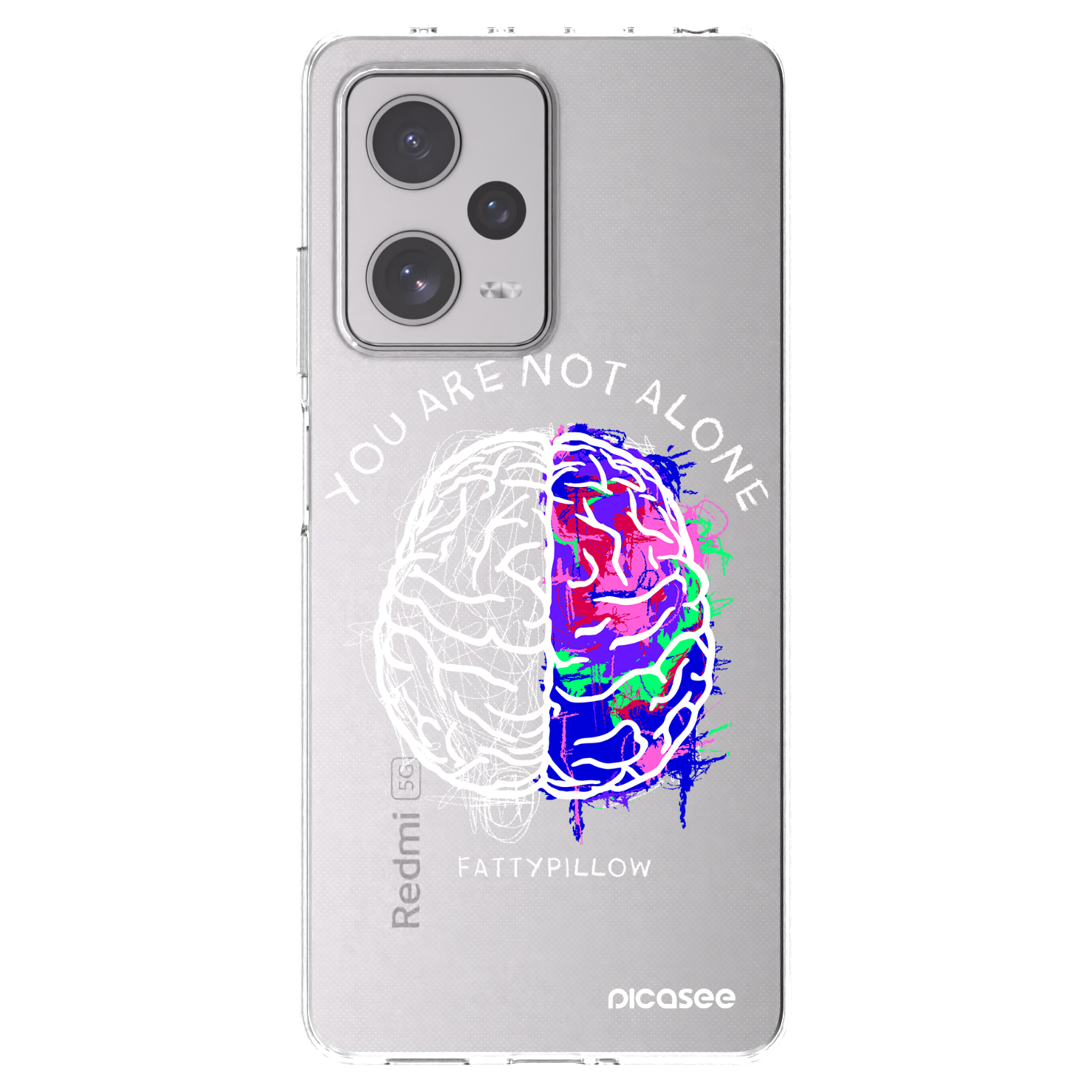 Picasee silikónový prehľadný obal pre Xiaomi Redmi Note 12 Pro+ 5G - Brain - White