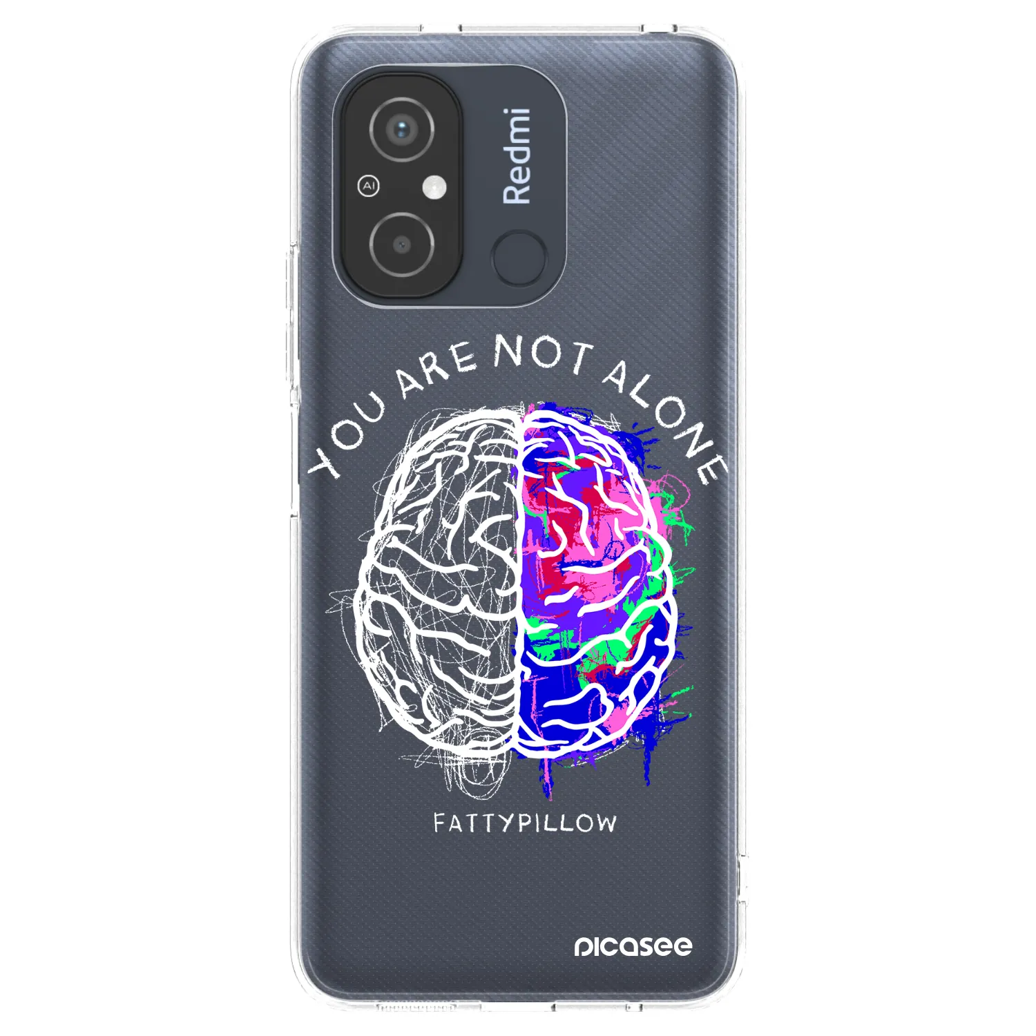 Picasee silikónový prehľadný obal pre Xiaomi Redmi 12C - Brain - White