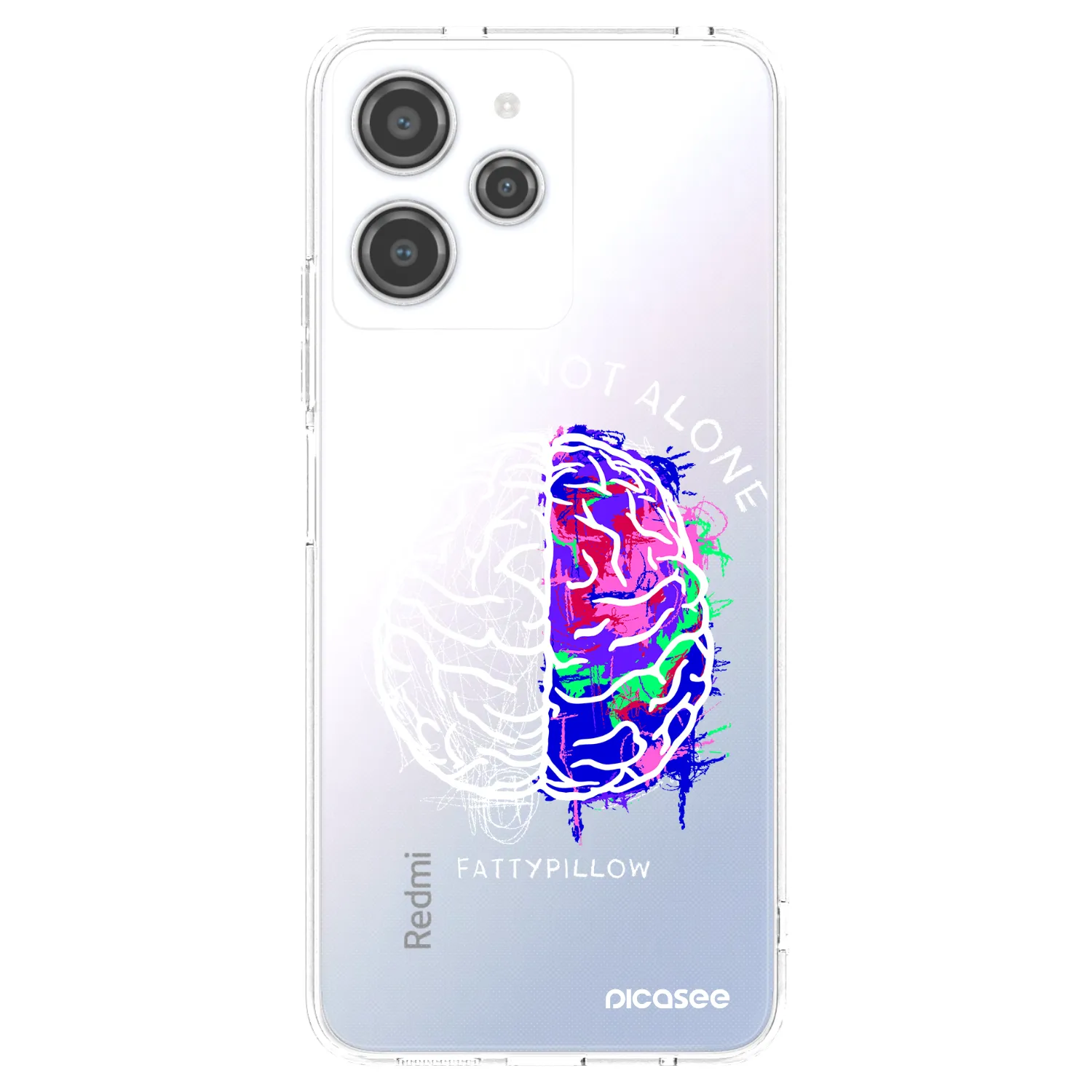 Silikónový prehľadný obal pre Xiaomi Redmi 12 4G - Brain - White