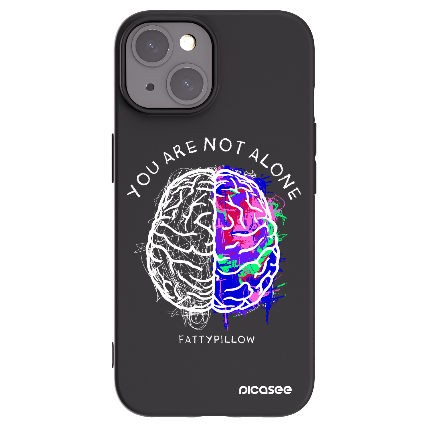 Silikónový čierny obal pre Apple iPhone 15 - Brain - White