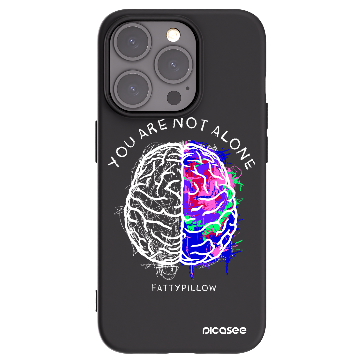 Silikónový čierny obal pre Apple iPhone 15 Pro - Brain - White