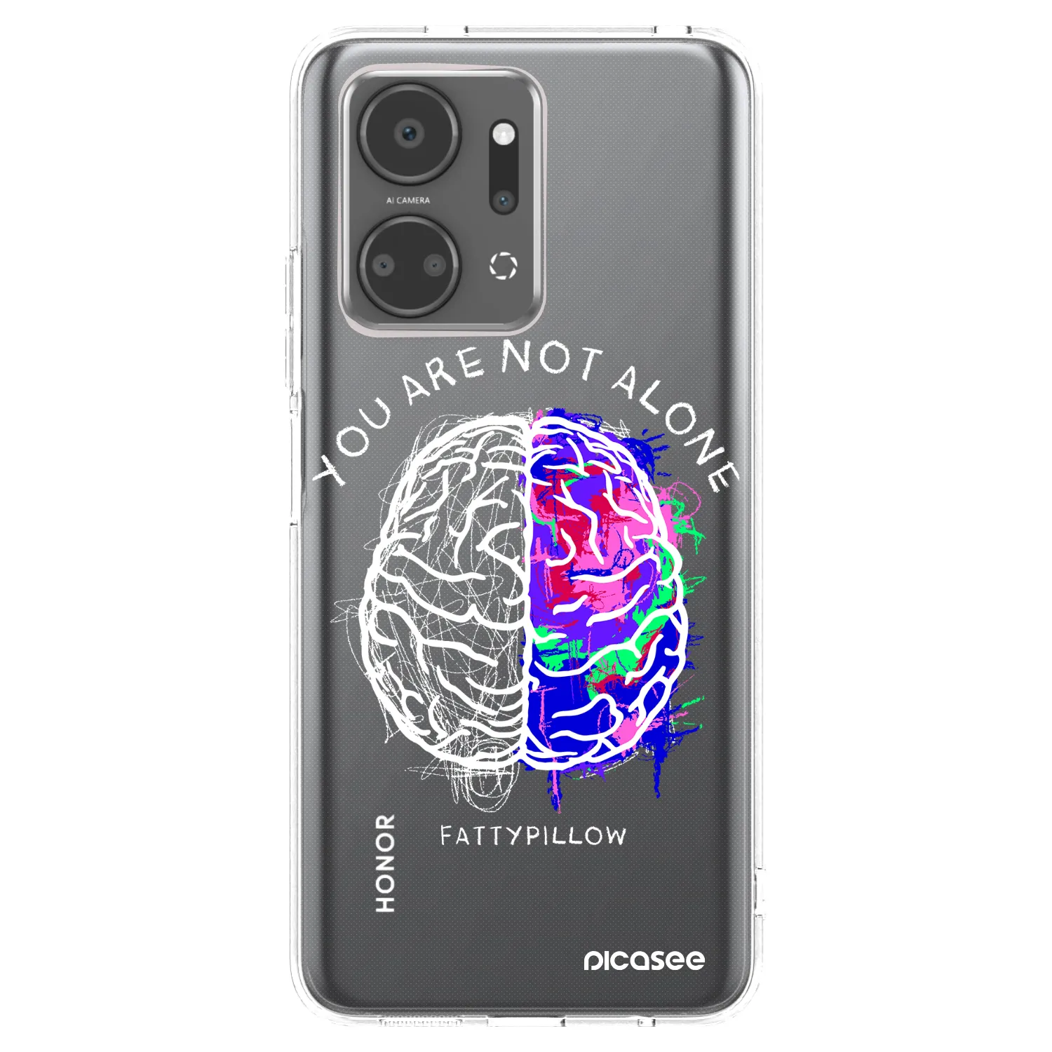 Picasee silikónový prehľadný obal pre Honor X7a - Brain - White