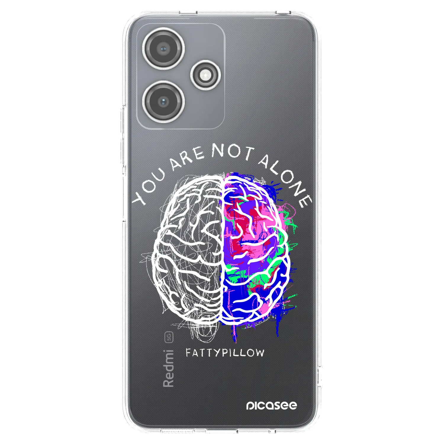 Picasee silikónový prehľadný obal pre Xiaomi Redmi 12 5G - Brain - White