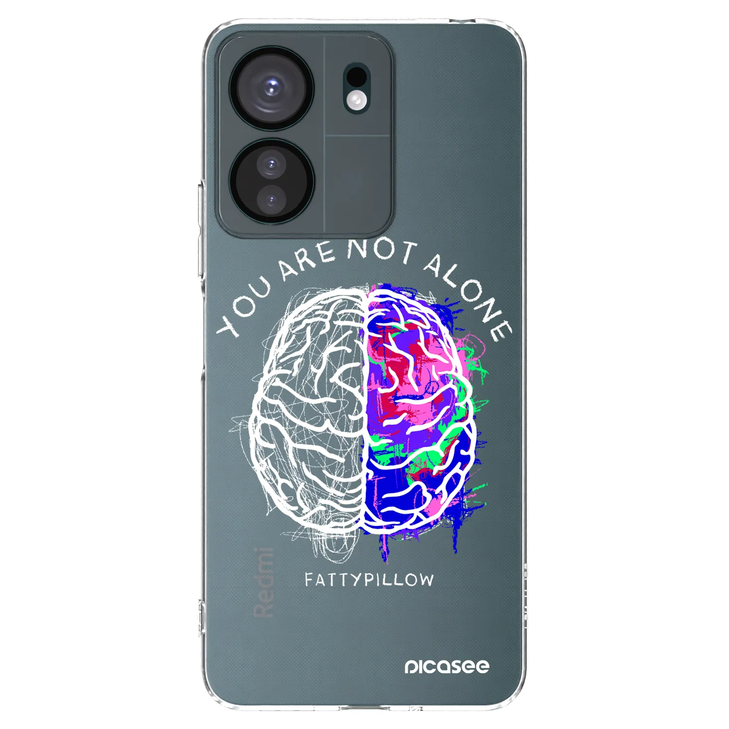 Silikónový prehľadný obal pre Xiaomi Redmi 13C 4G - Brain - White