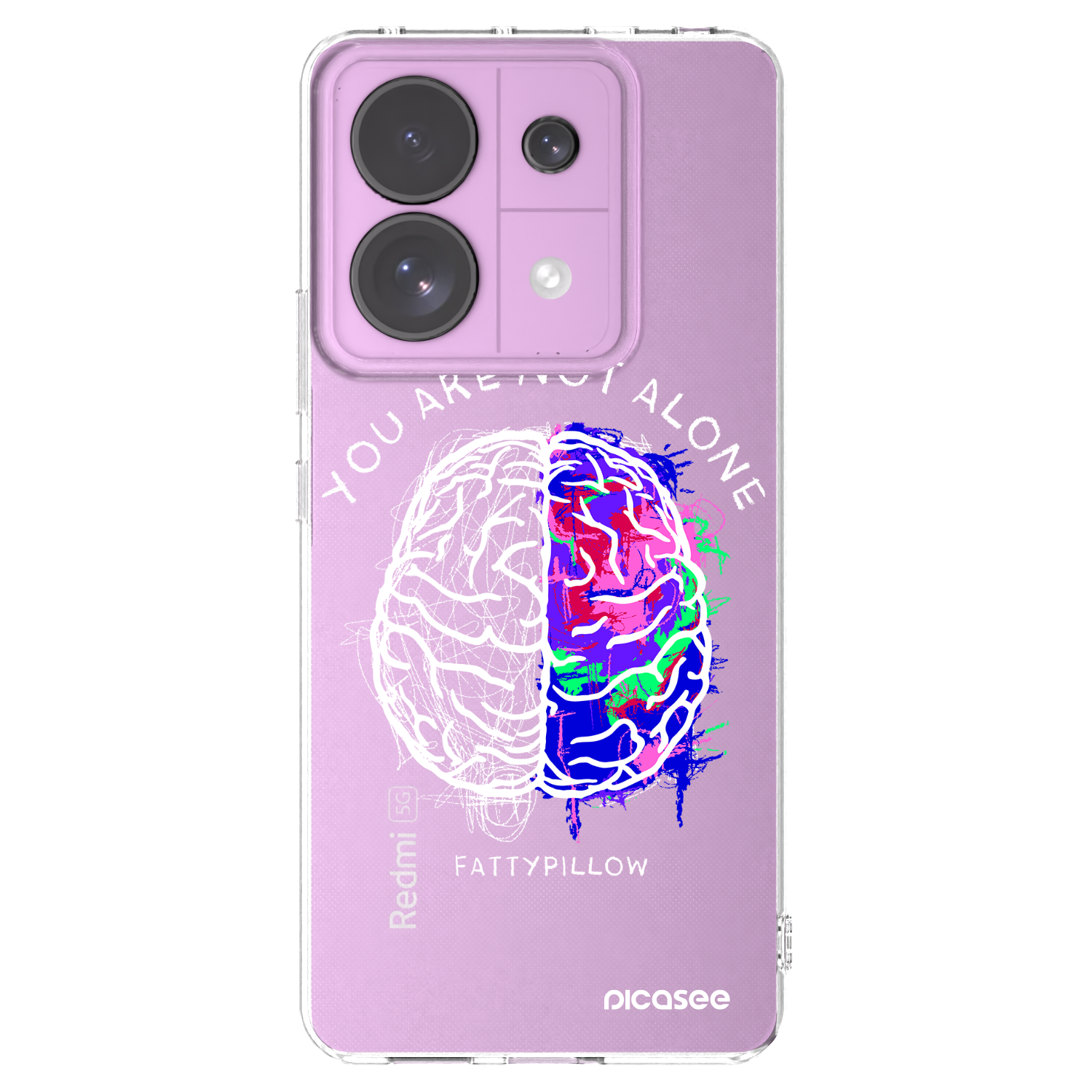 Picasee silikónový prehľadný obal pre Xiaomi Redmi Note 13 Pro 5G - Brain - White