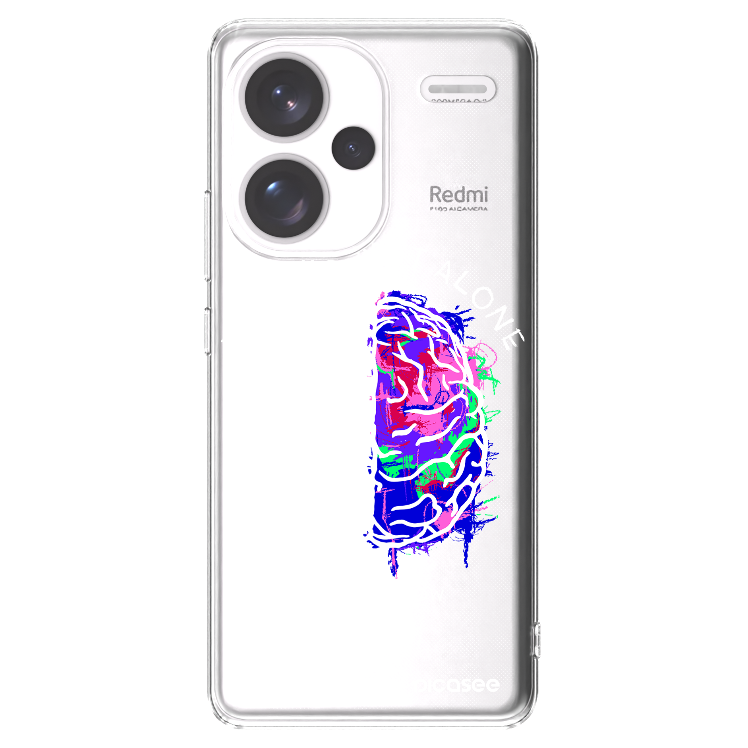 Silikónový prehľadný obal pre Xiaomi Redmi Note 13 Pro+ 5G - Brain - White
