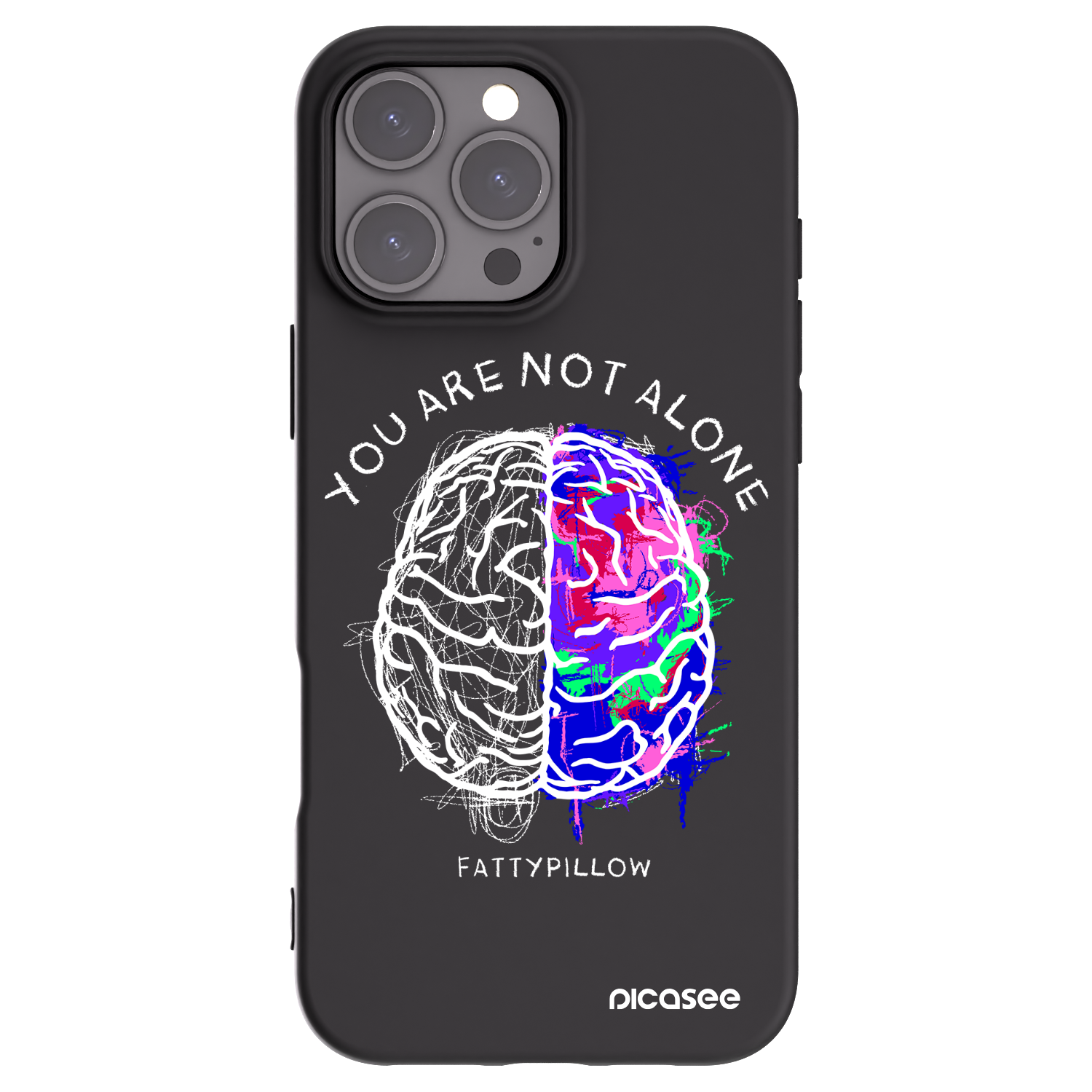 Silikónový čierny obal pre Apple iPhone 16 Pro Max - Brain - White