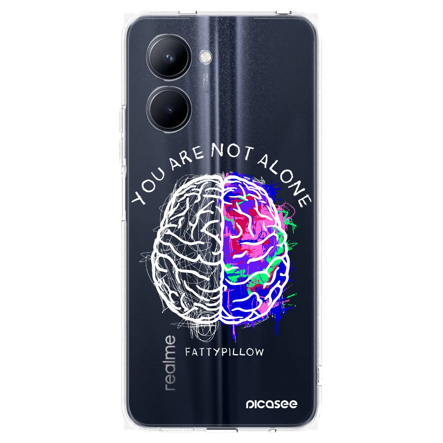 Picasee silikónový prehľadný obal pre Realme C33 (2023) - Brain - White