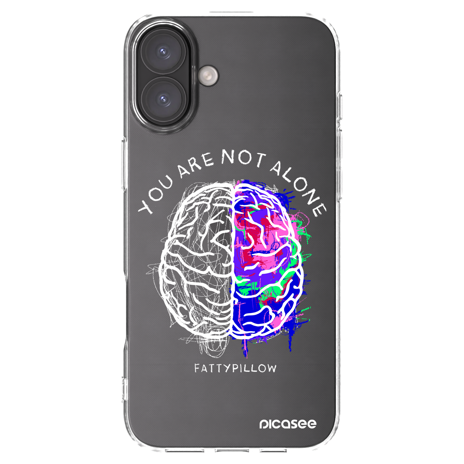 Picasee silikónový prehľadný obal pre Apple iPhone 16 Plus - Brain - White
