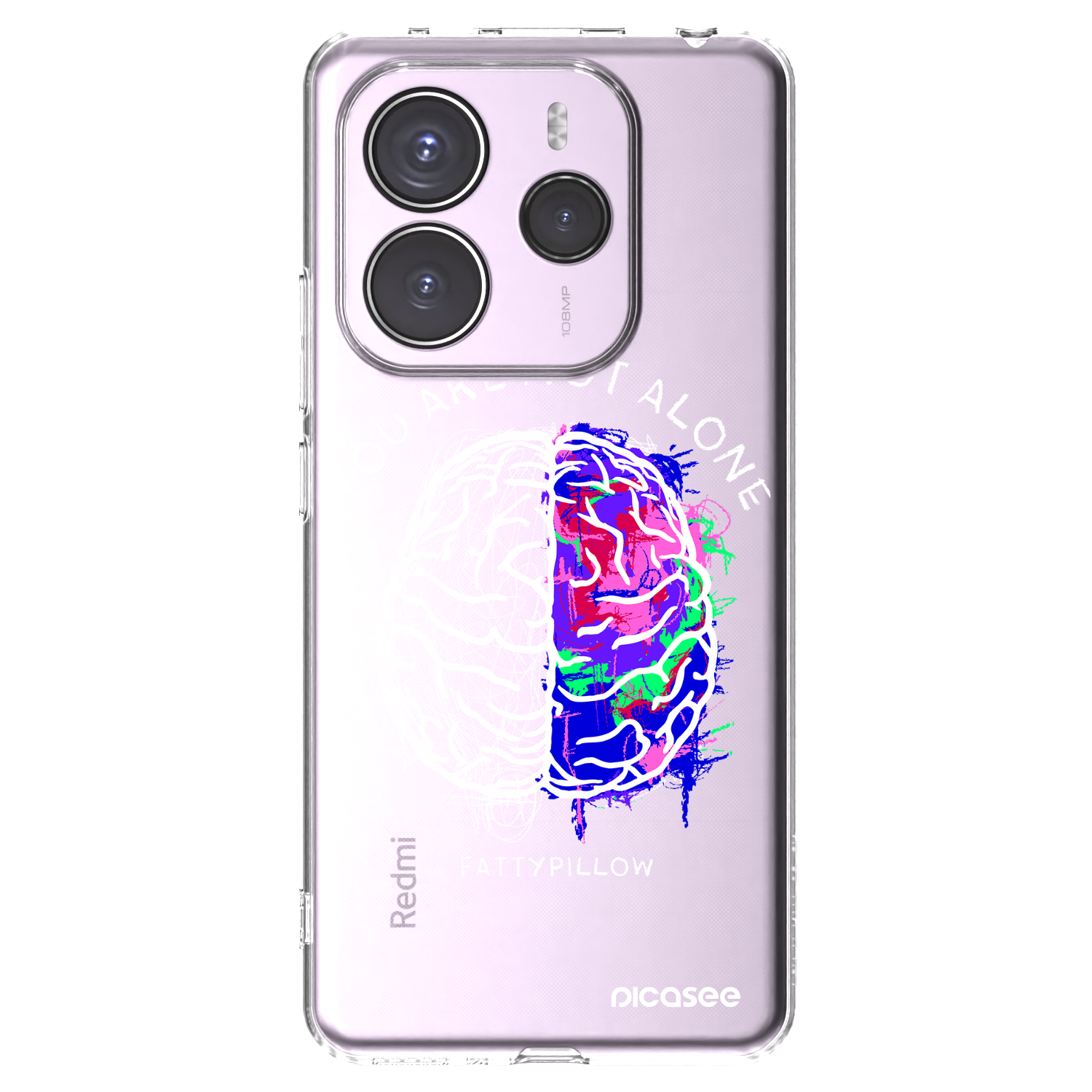 Silikónový prehľadný obal pre Xiaomi Redmi Note 14 5G - Brain - White