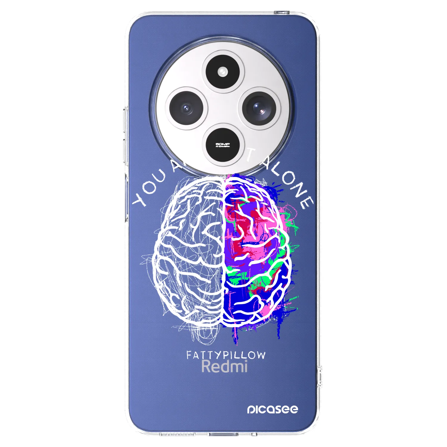 Picasee silikónový prehľadný obal pre Xiaomi Redmi 14C - Brain - White