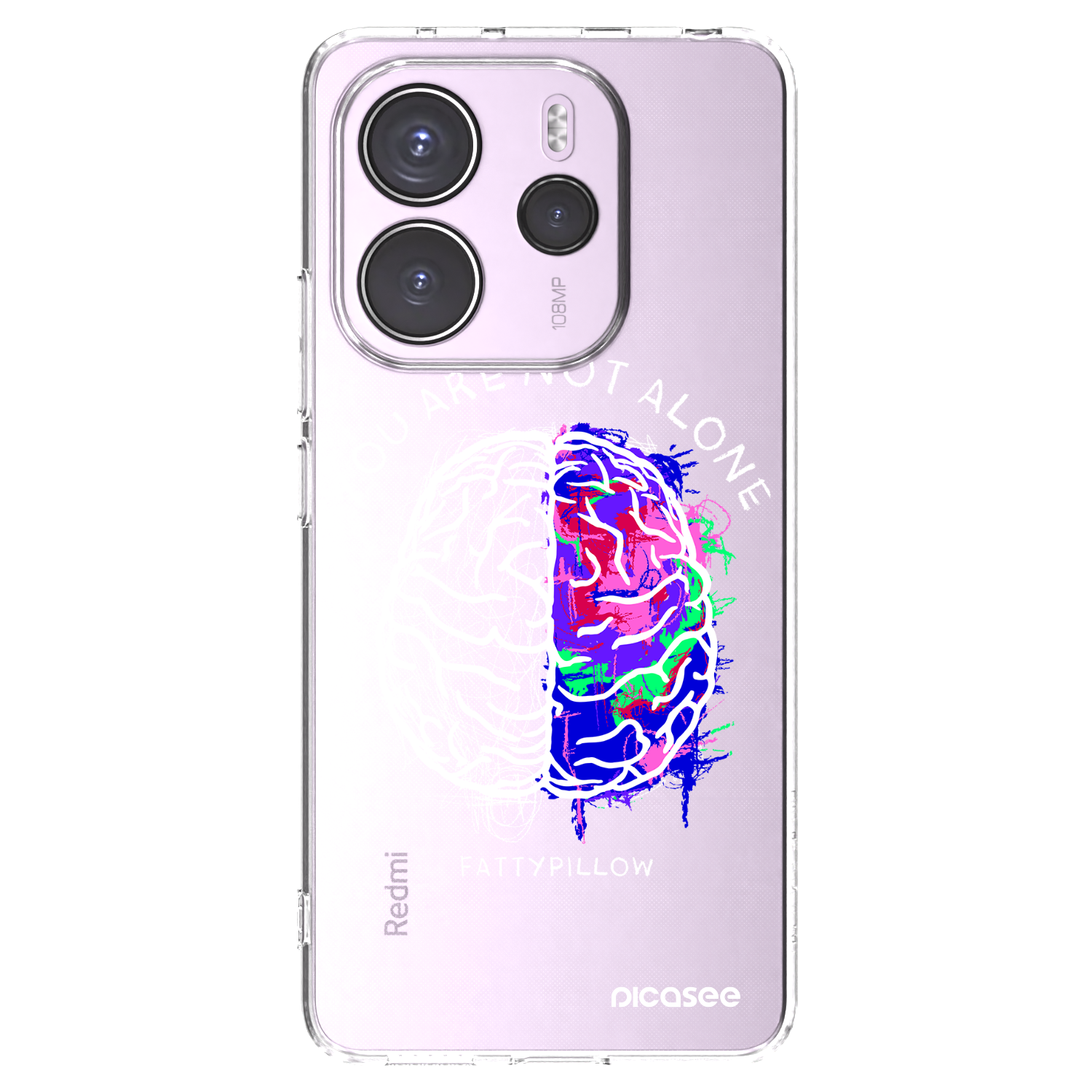 Picasee silikónový prehľadný obal pre Xiaomi Redmi Note 14 4G - Brain - White