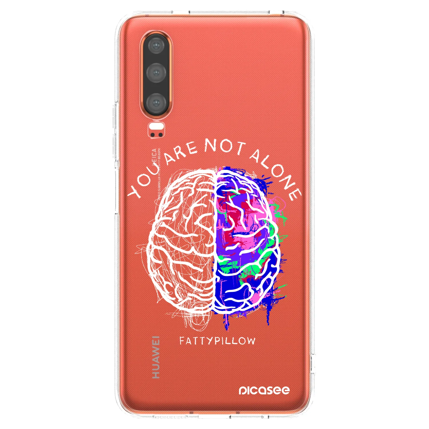 Silikónový prehľadný obal pre Huawei P30 - Brain - White